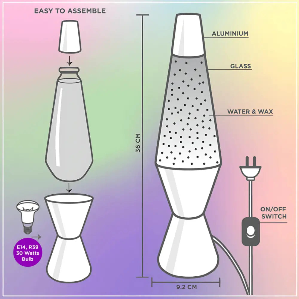 Green Earth Lighting Australia Lava Lamp Lava Lamp Diamond Motion Pink Marble - 37cm Tall 596148