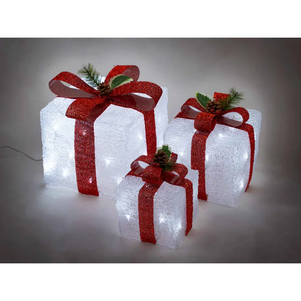 Promo Christmas Figure LED Acrylic Gift Box Set - Plug In - 3 pcs in a set LL001003-P
