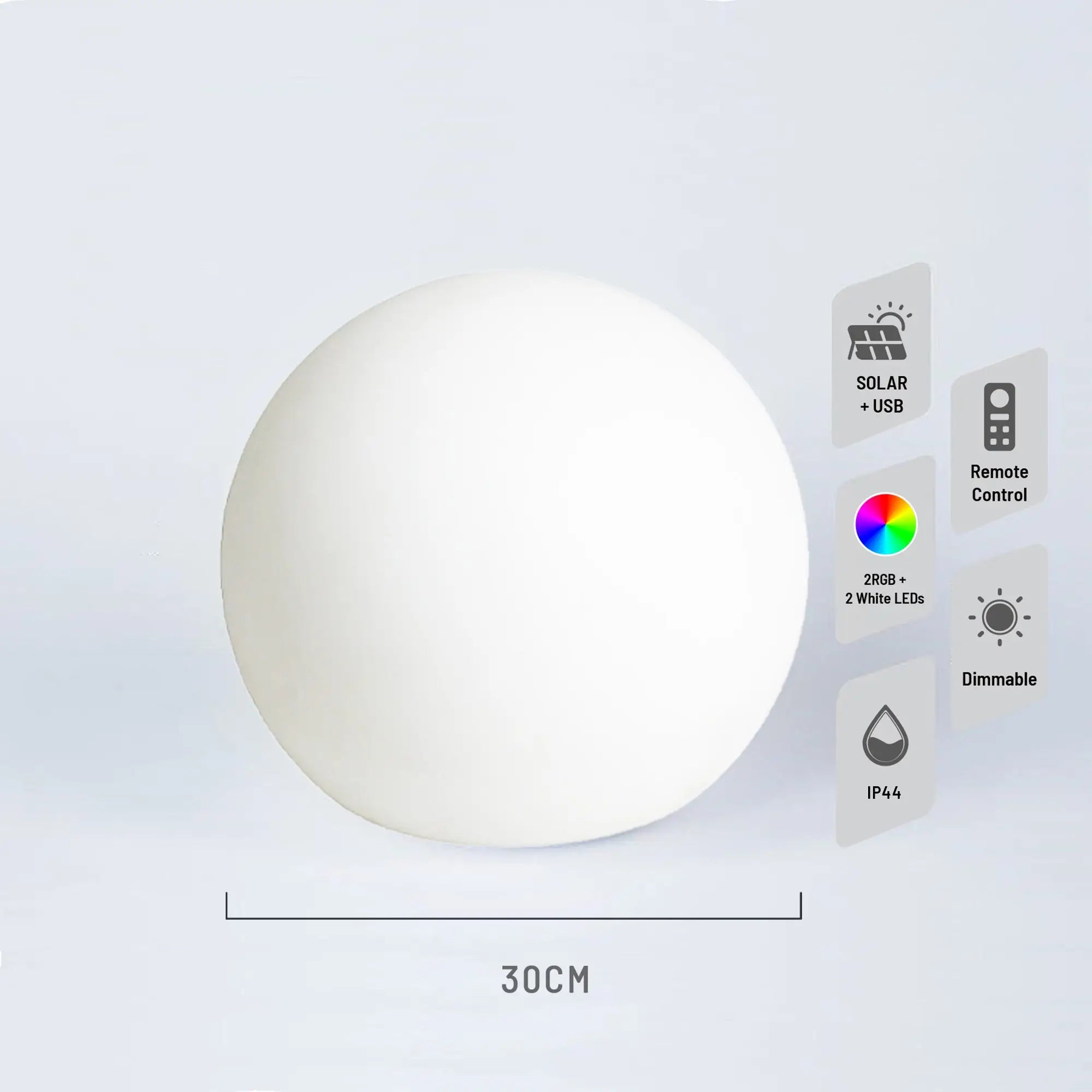 Lexi Led Mood Light Ball 30cm Solar + Dc Power