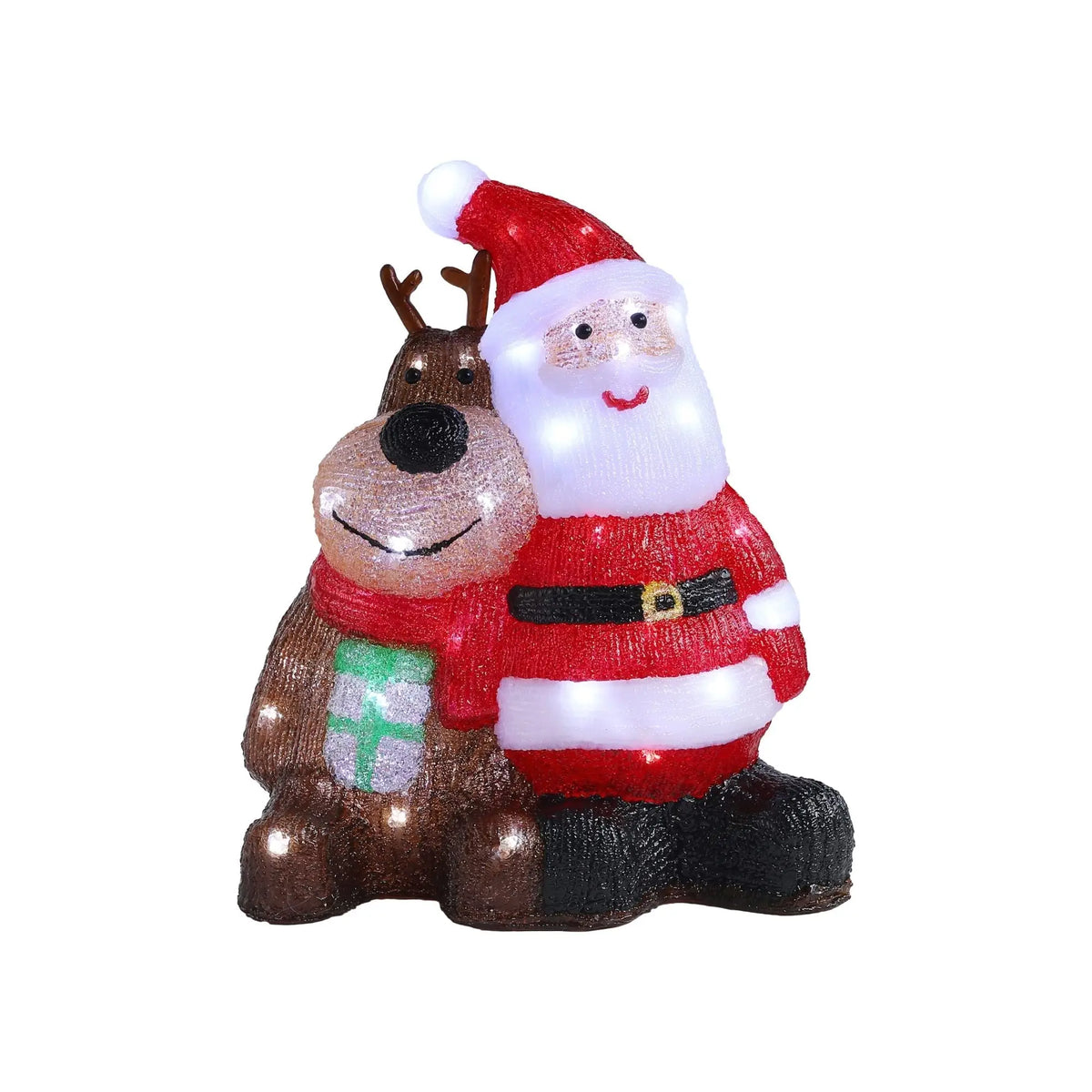 Led Reindeer with Santa Christmas Decoration Acrylic