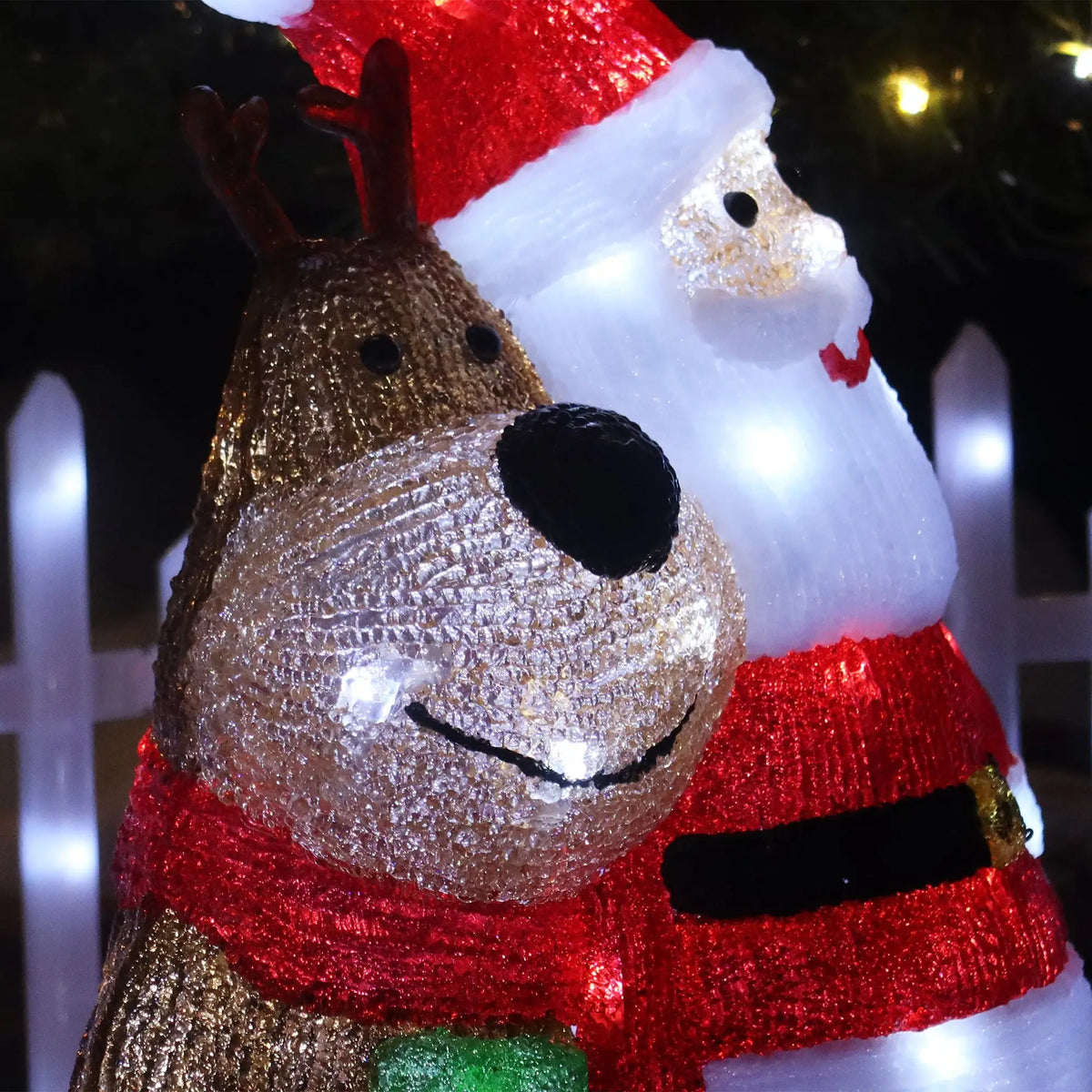 Led Reindeer with Santa Christmas Decoration Acrylic