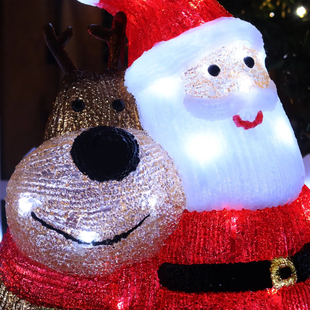 Led Reindeer with Santa Christmas Decoration Acrylic