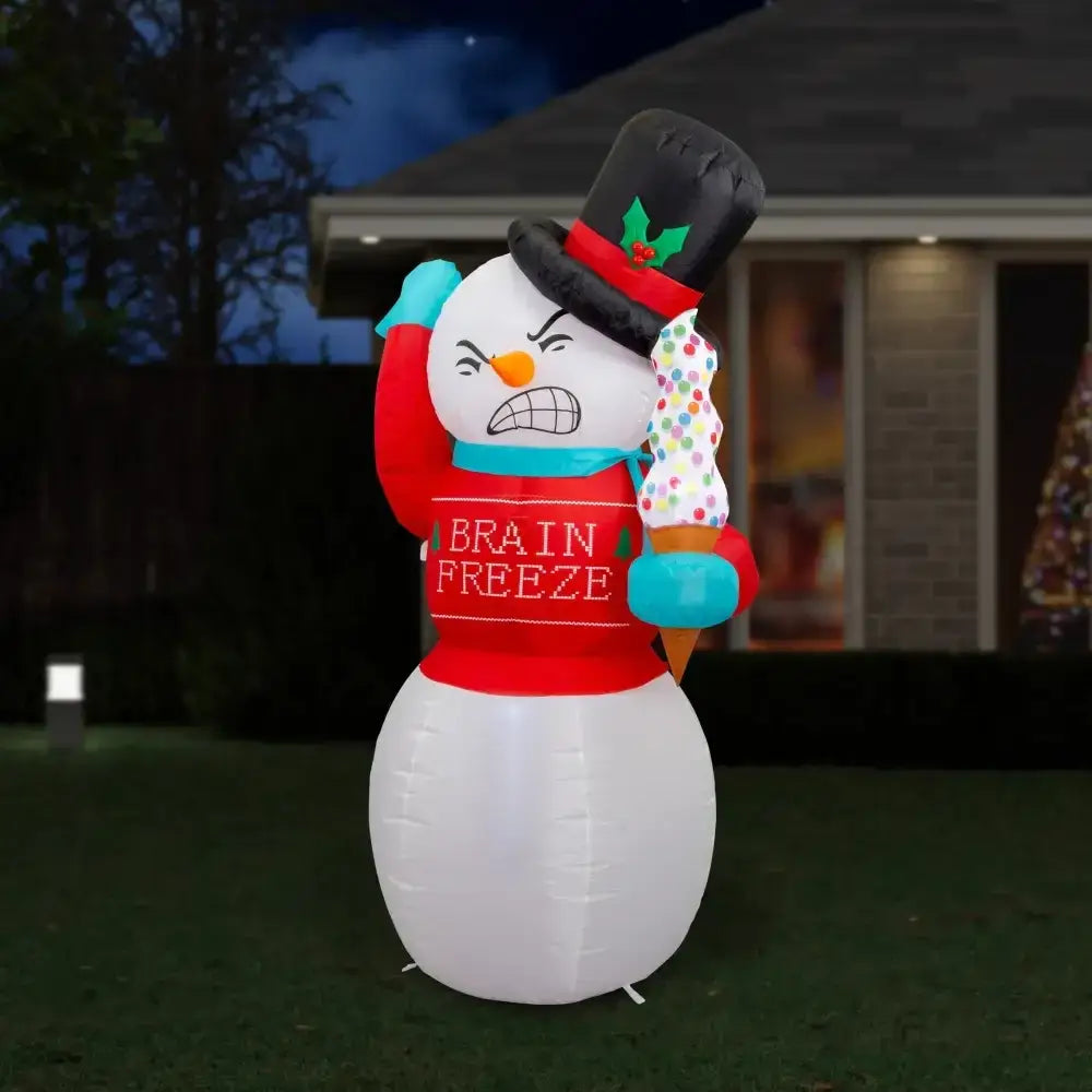 Led Snowman Inflatable 1.8m - Brain Freeze Fun Decor