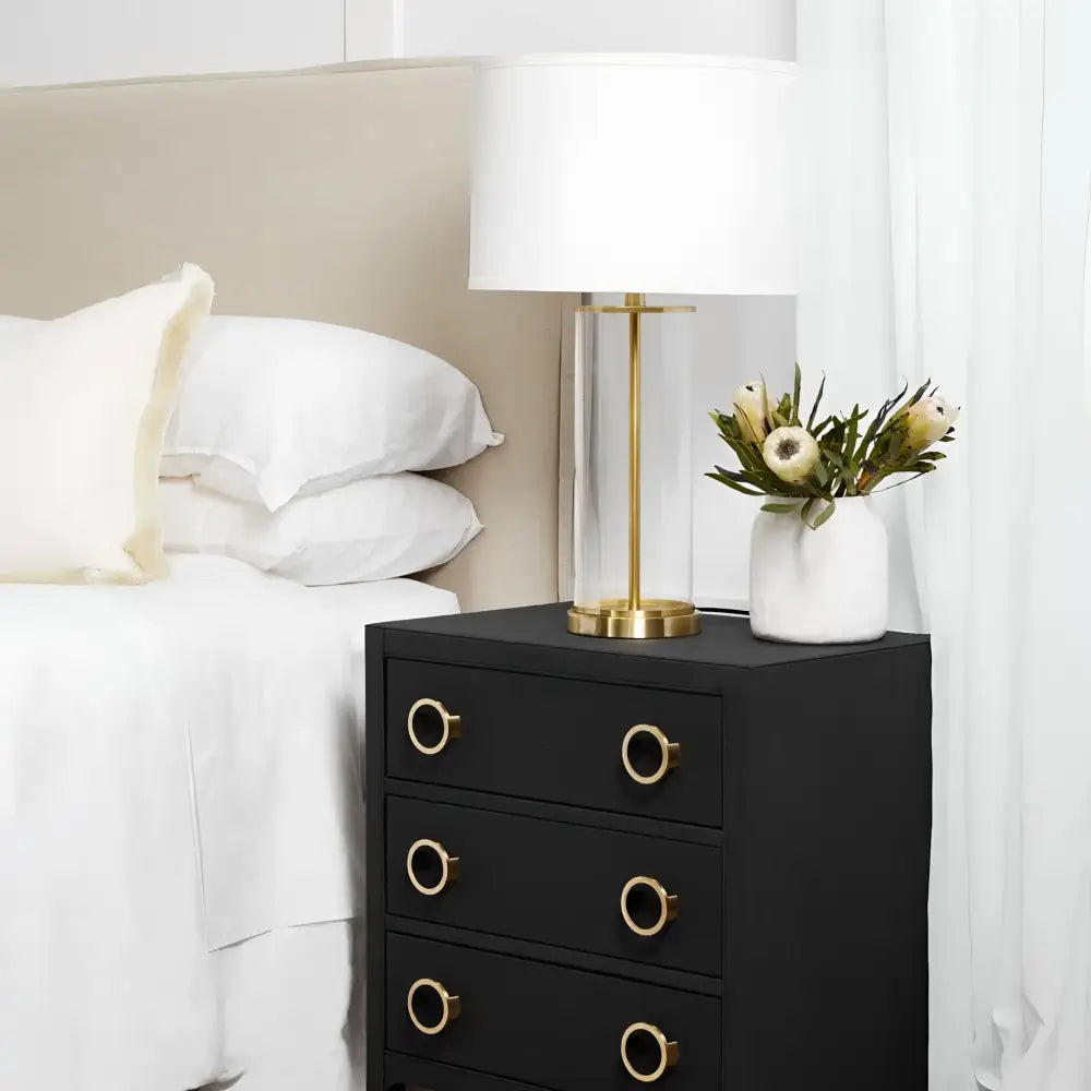 CAFE LIGHTING & LIVING Table Lamp Left Bank Table Lamp - Brass w White Shade B12268