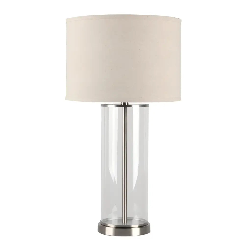 CAFE LIGHTING & LIVING Table Lamp Left Bank Table Lamp - Nickel w Natural Shade B12265