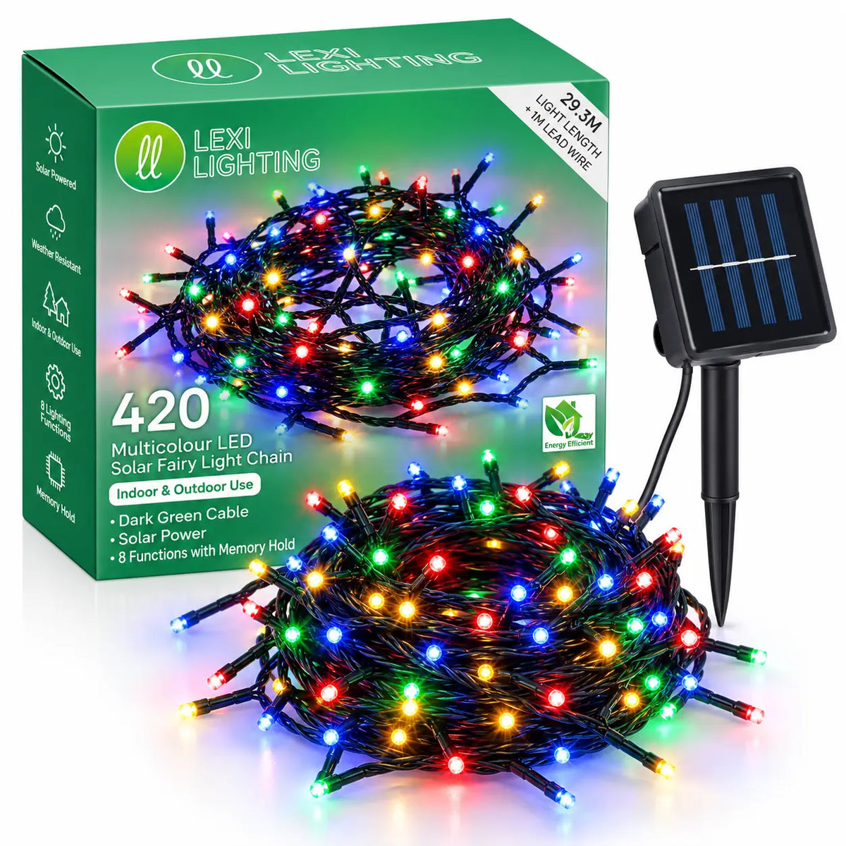 Lexi Lighting 420 LED Solar Fairy Lights 30m – Multi Colour