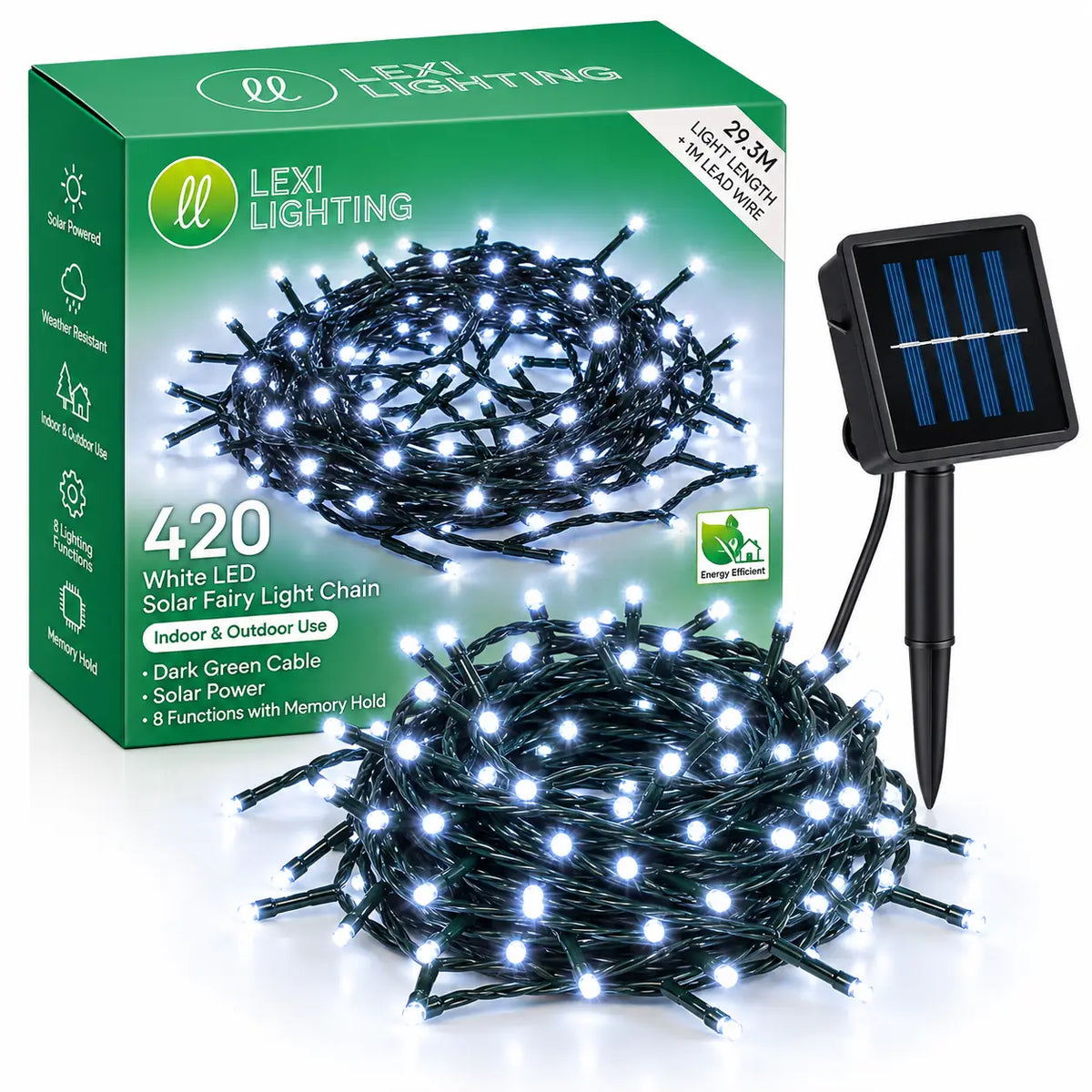 Lexi Lighting 420 LED Solar Fairy Lights 30m – White