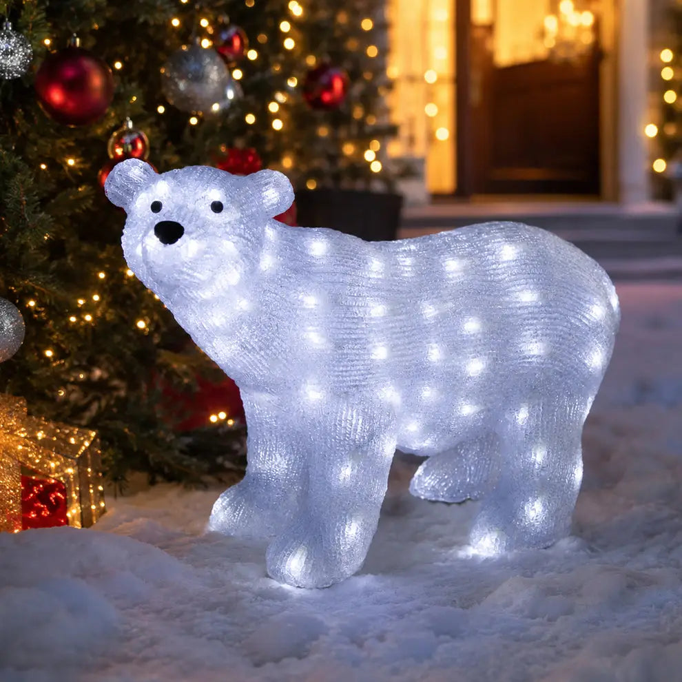 Lexi Lighting 42cm LED Acrylic Polar Bear Christmas Light – White