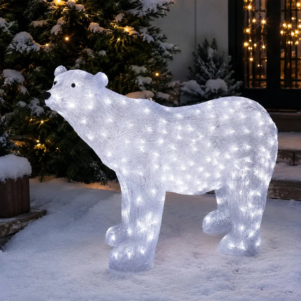 Lexi Lighting 75cm LED Acrylic Polar Bear Christmas Light – White