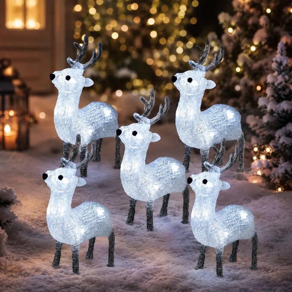 Lexi Lighting Acrylic Baby LED Reindeer Set of 5 – White Christmas Display