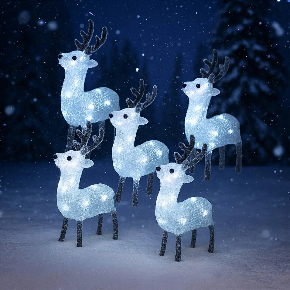 Lexi Lighting Acrylic Baby LED Reindeer Set of 5 – White Christmas Display