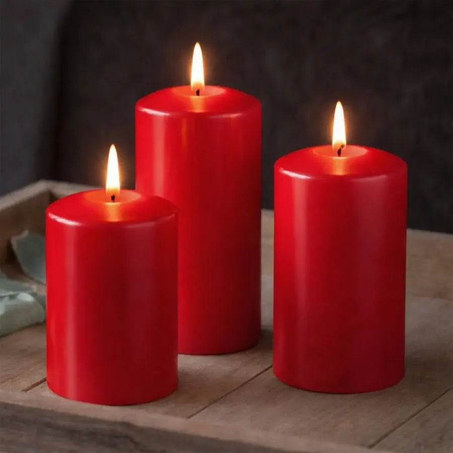 Lexi Lighting Set of 2 LED Red Wax Pillar Candles – 3 Sizes