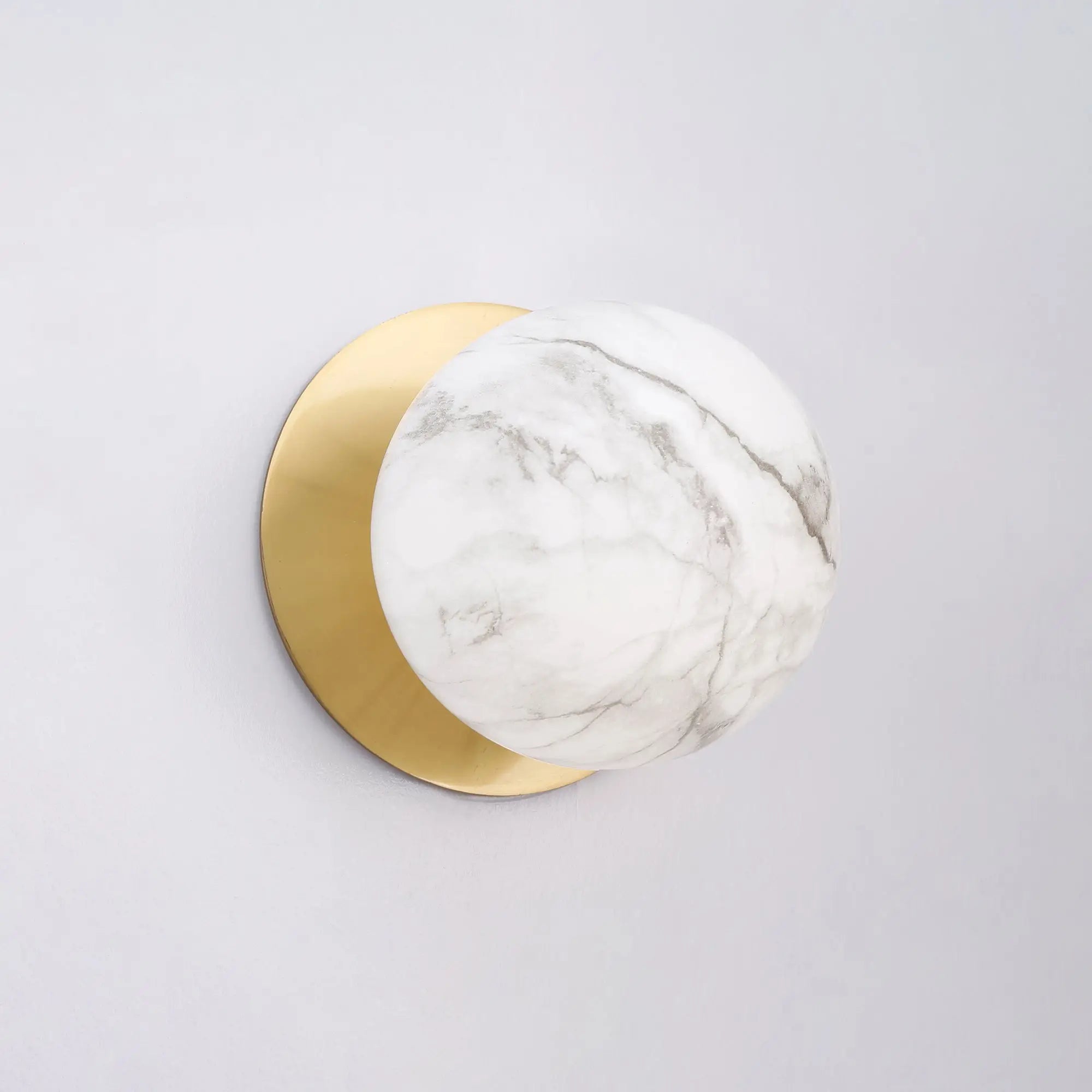 Odessa Marble Opal Glass LED Wall Light with Brass Base - White/Small