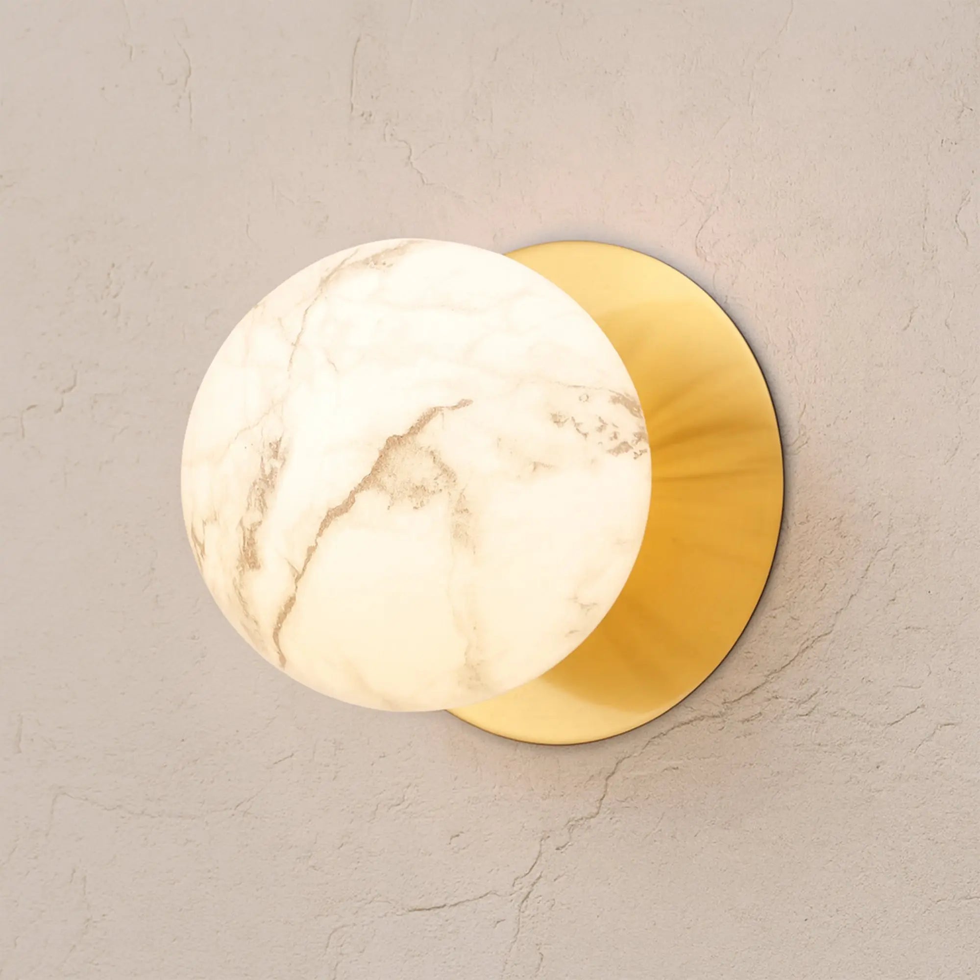 Odessa Marble Opal Glass LED Wall Light with Brass Base - Warm White/Large
