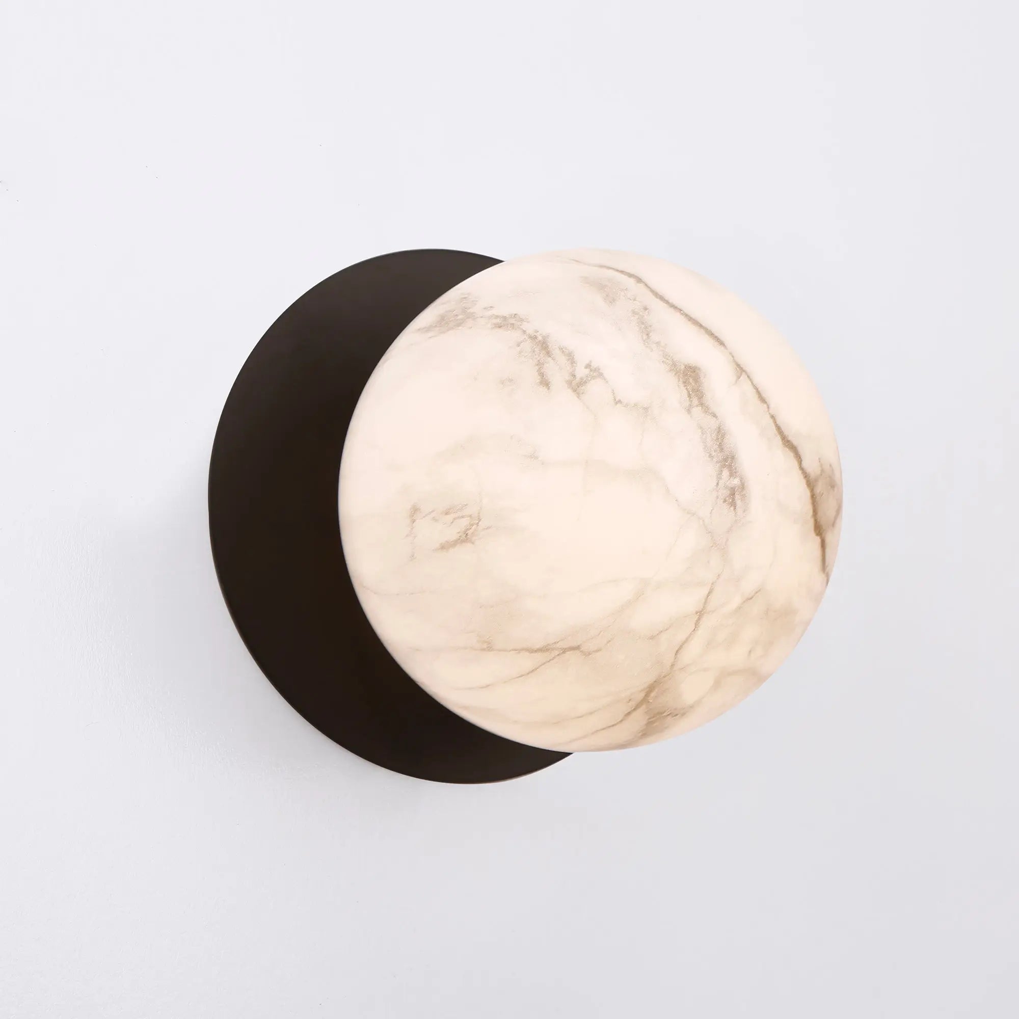 Odessa Marble Opal Glass LED Wall Light with Black Base - Warm White/Large