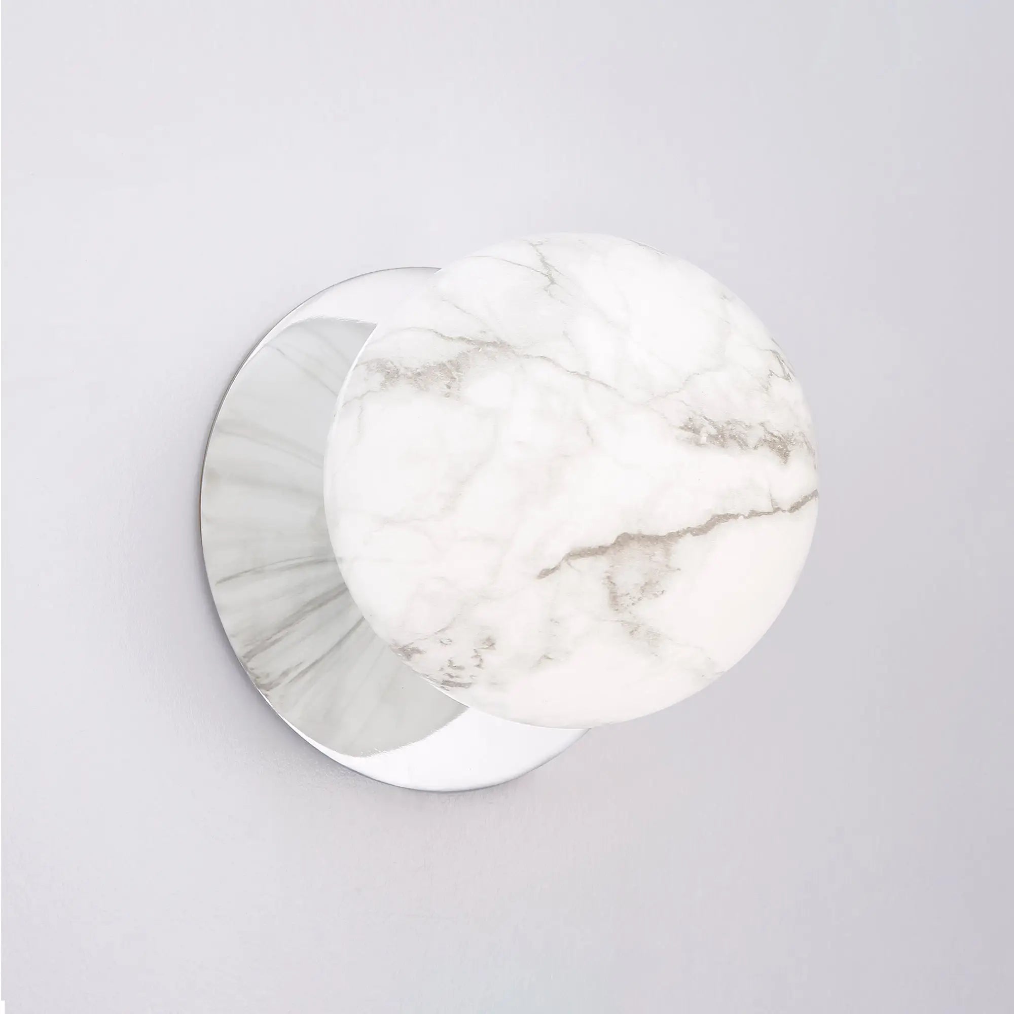 Odessa Marble Opal Glass LED Wall Light with Chrome Base - White/Large