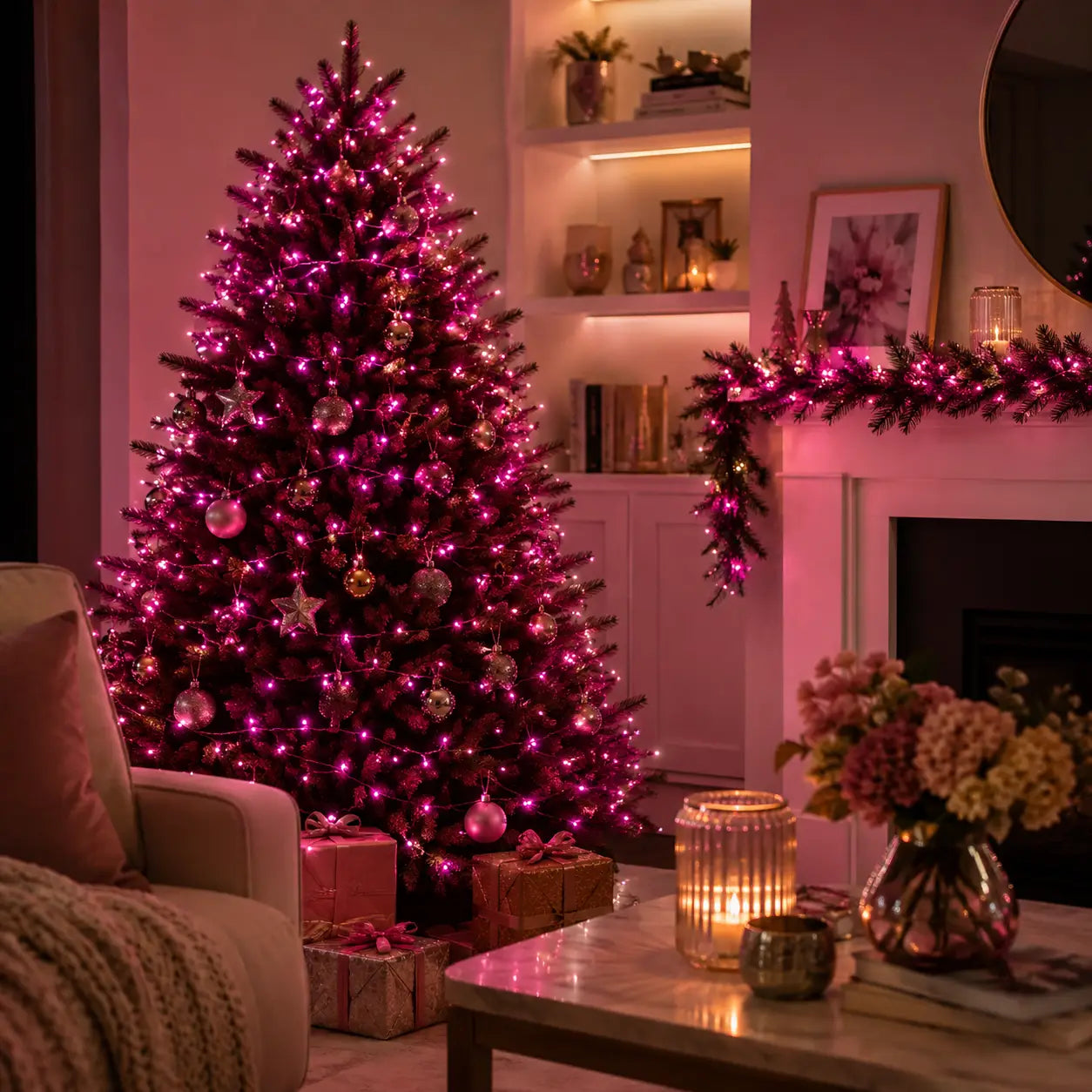 Lexi Lighting 21M 240 LED Pink Colour Connectable Fairy Lights