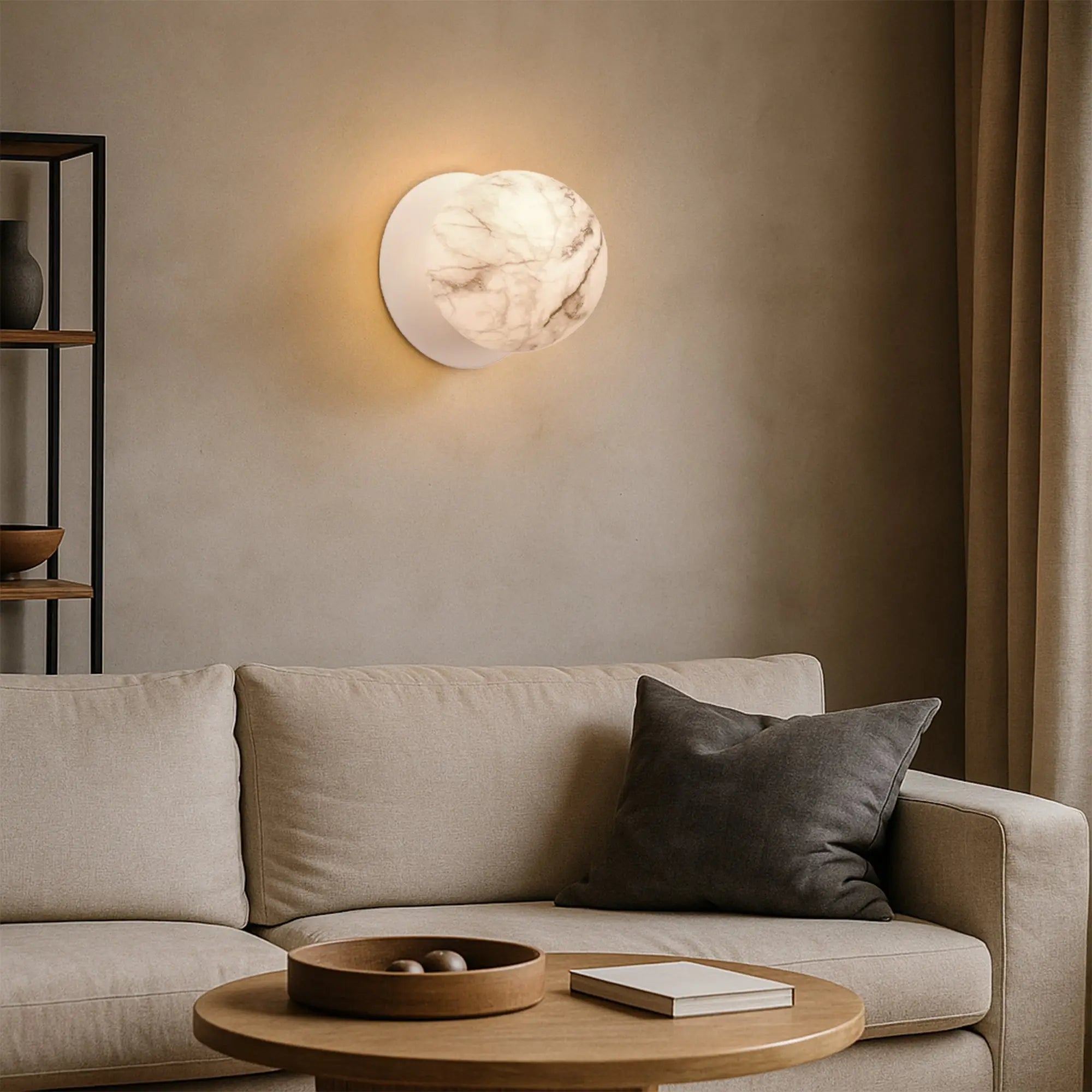 Odessa Marble Opal Glass LED Wall Light with White Base - Warm White/Large
