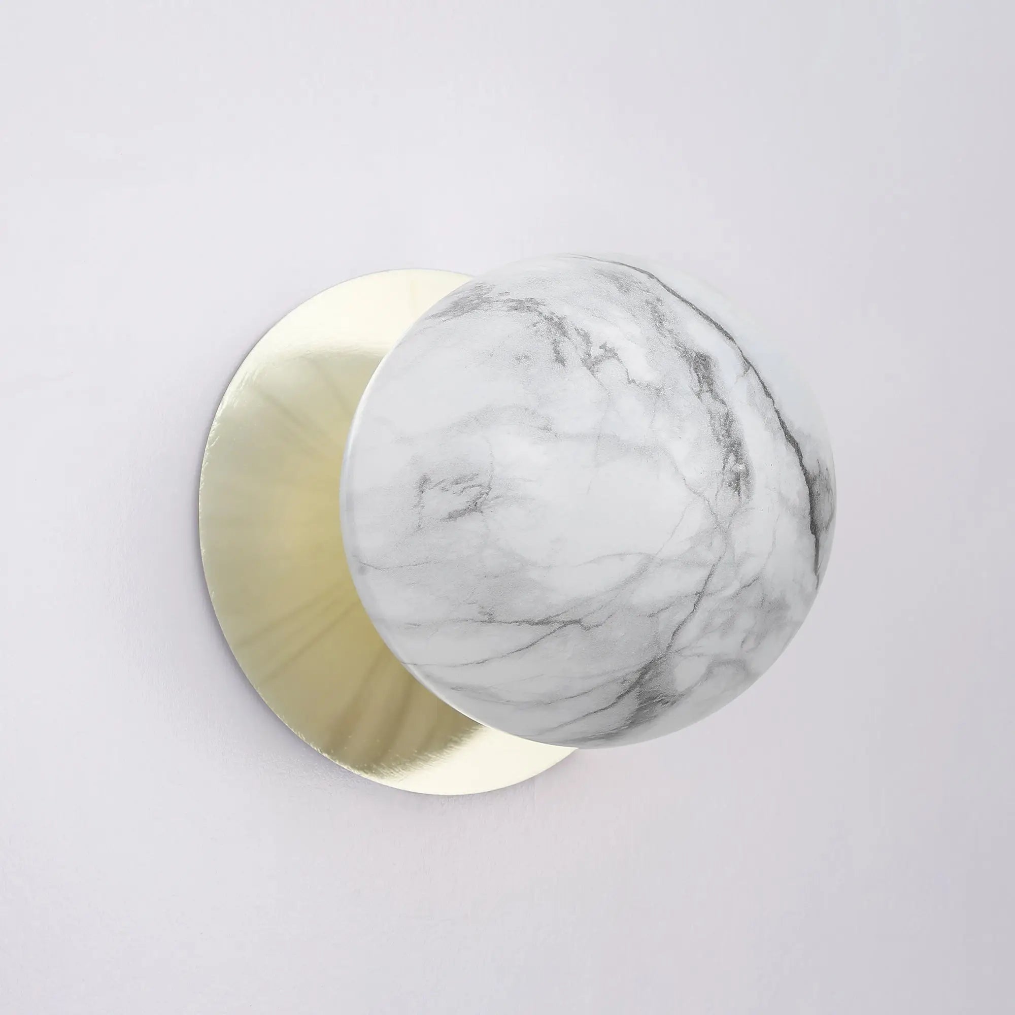 Odessa Marble Opal Glass LED Wall Light with Gold Base - White/Large