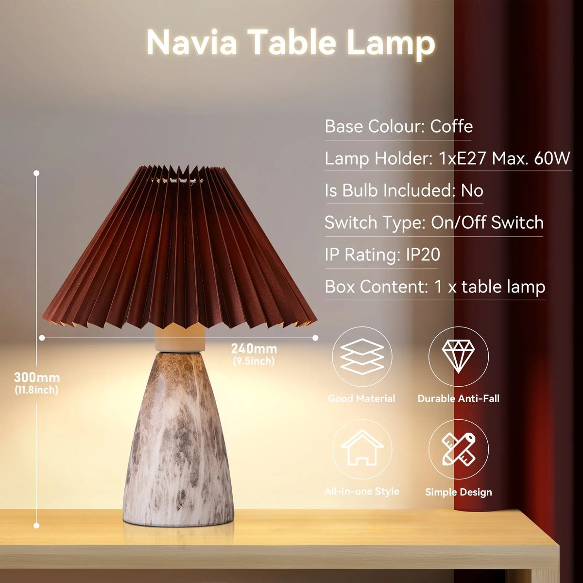 Navia Table Lamp - Grey/Brown
