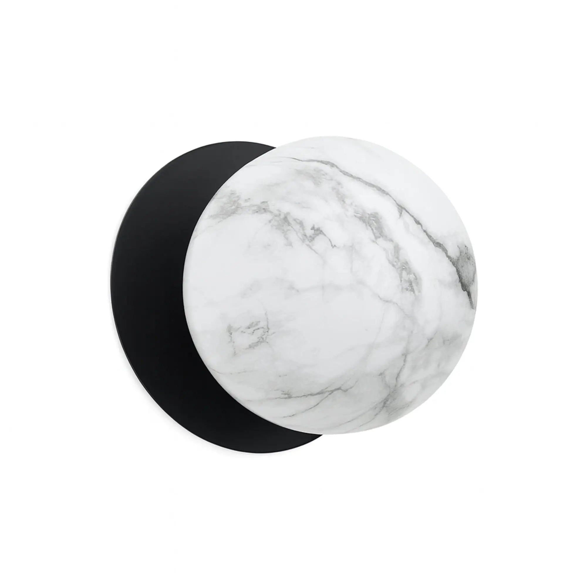 Odessa Marble Opal Glass LED Wall Light with Black Base - White/Large
