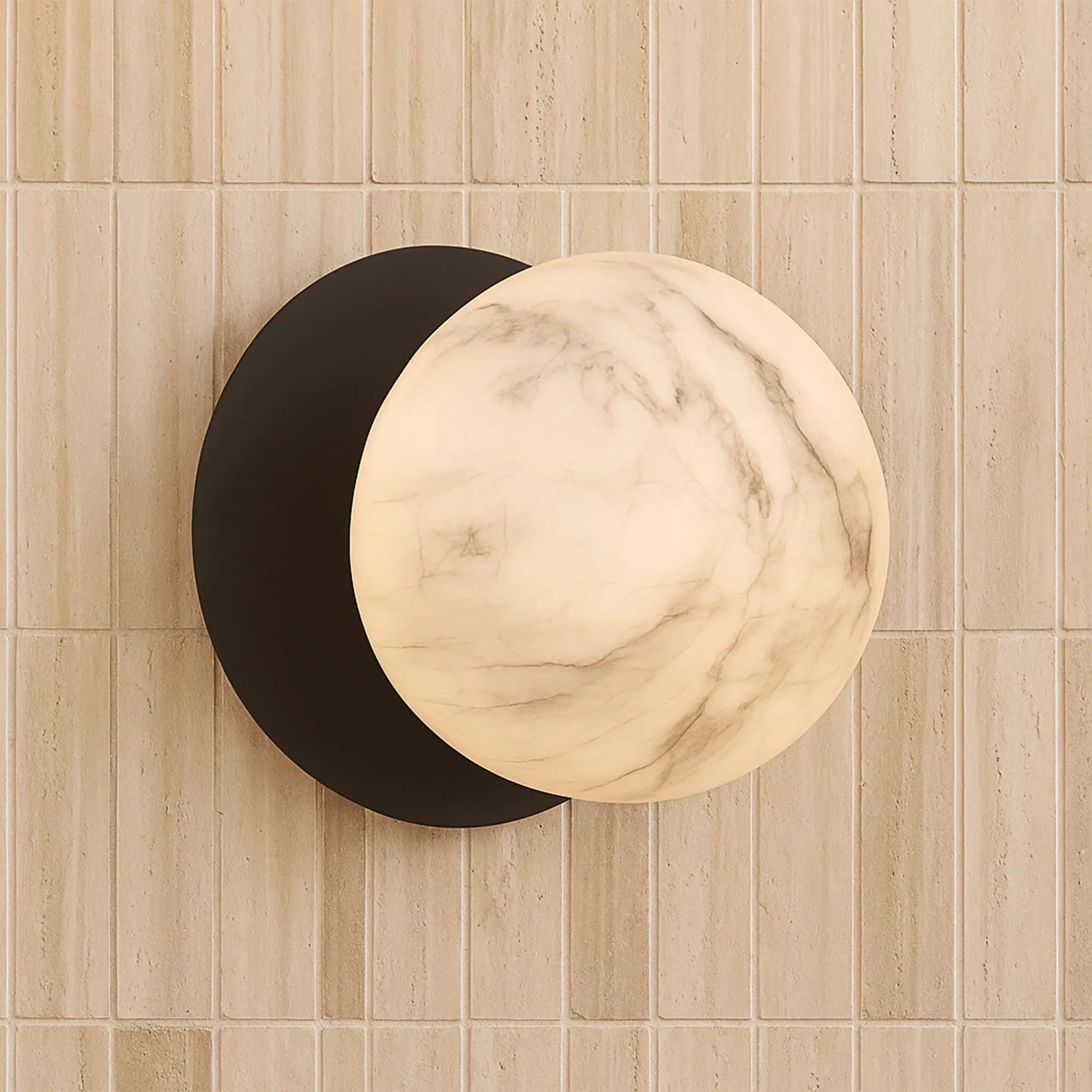Odessa Marble Opal Glass LED Wall Light with Black Base - Warm White/Small