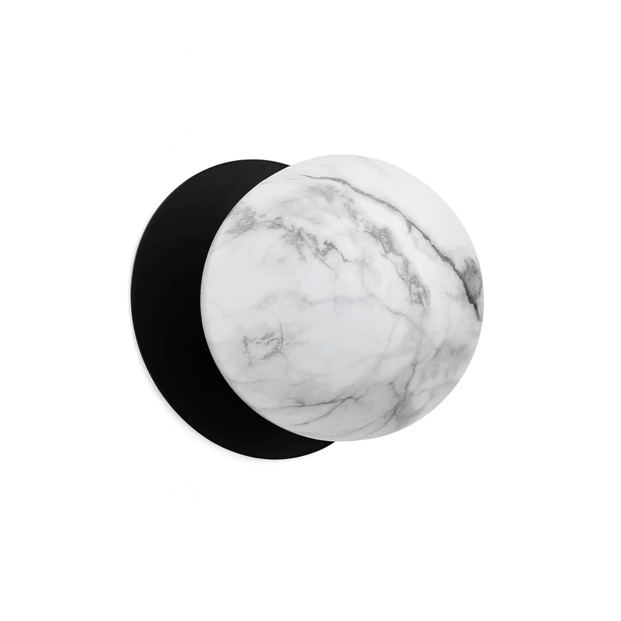 Odessa Marble Opal Glass LED Wall Light with Black Base - White/Small