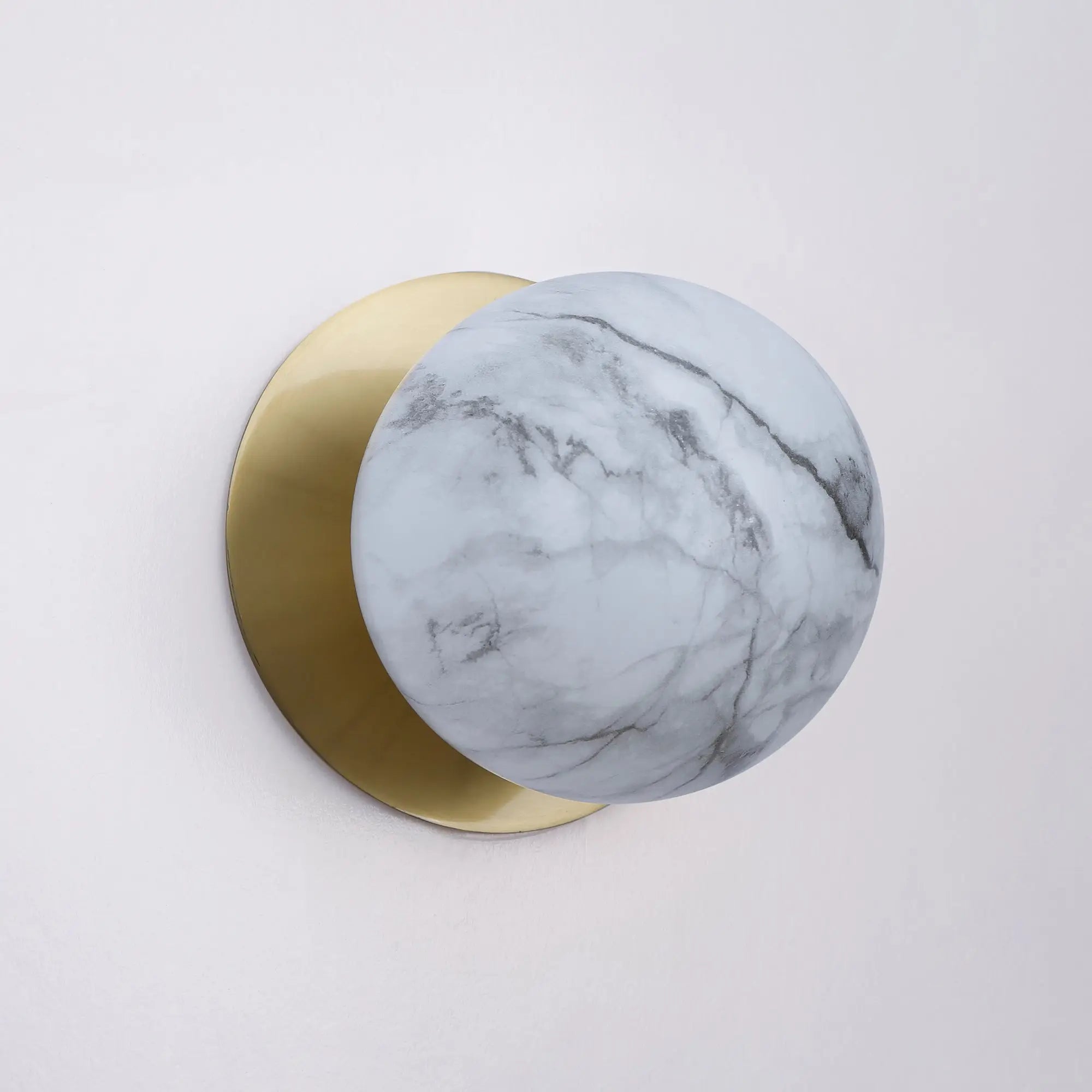 Odessa Marble Opal Glass LED Wall Light with Brass Base - White/Large
