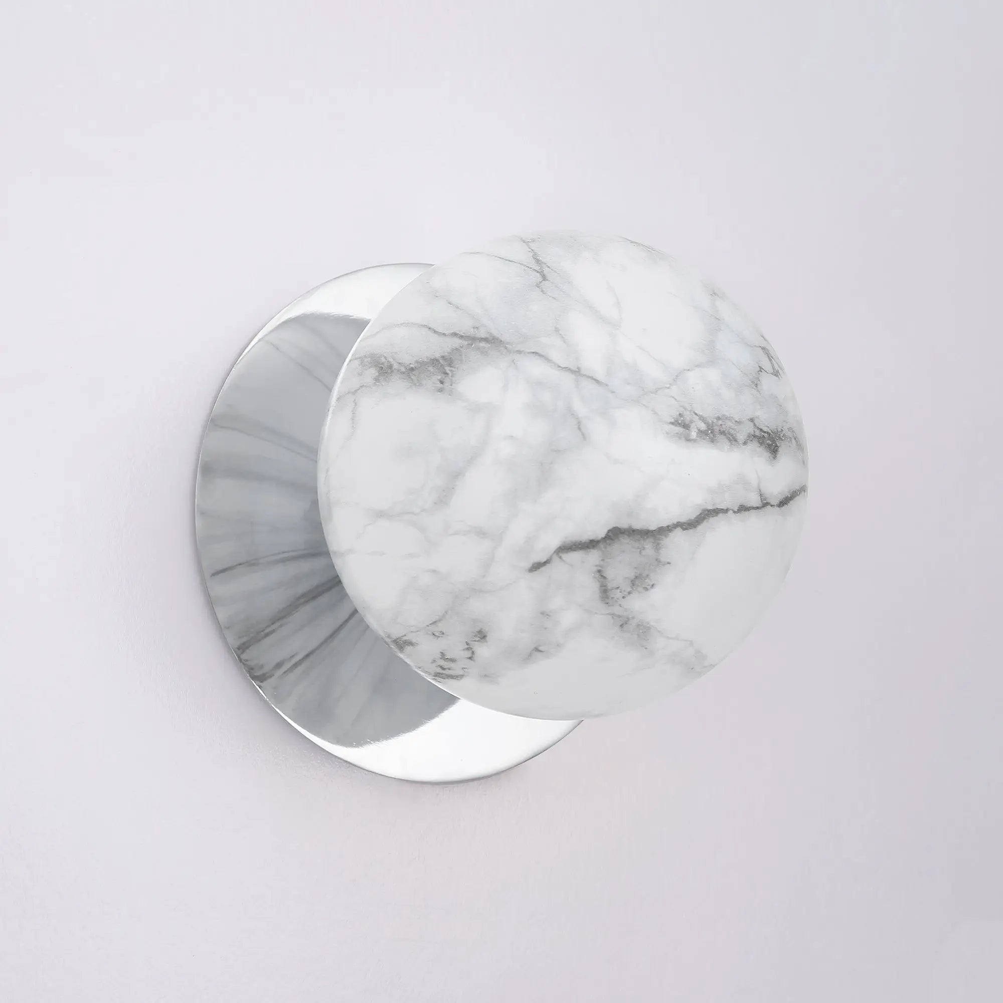 Odessa Marble Opal Glass LED Wall Light with Chrome Base - White/Large