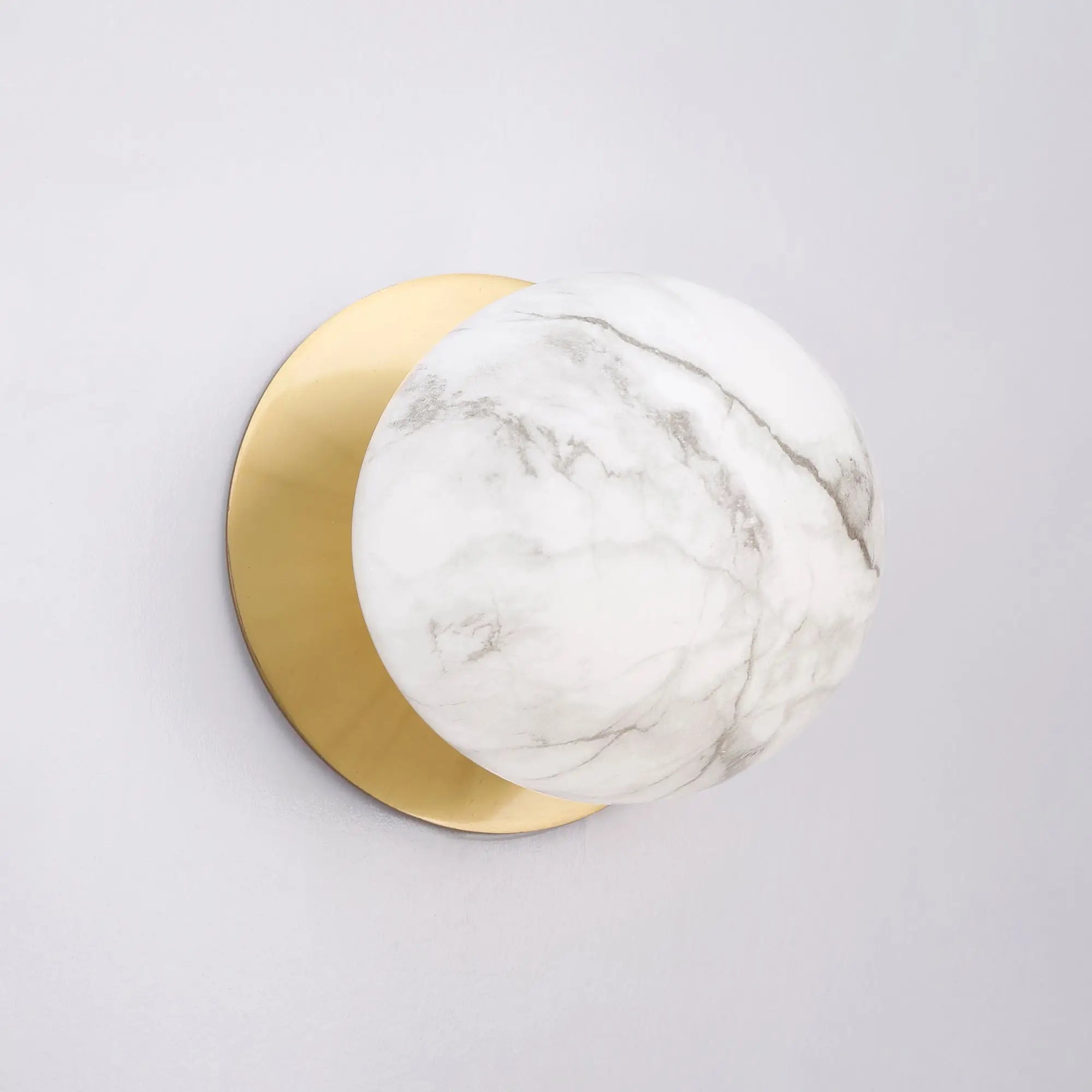 Odessa Marble Opal Glass LED Wall Light with Brass Base - White/Large