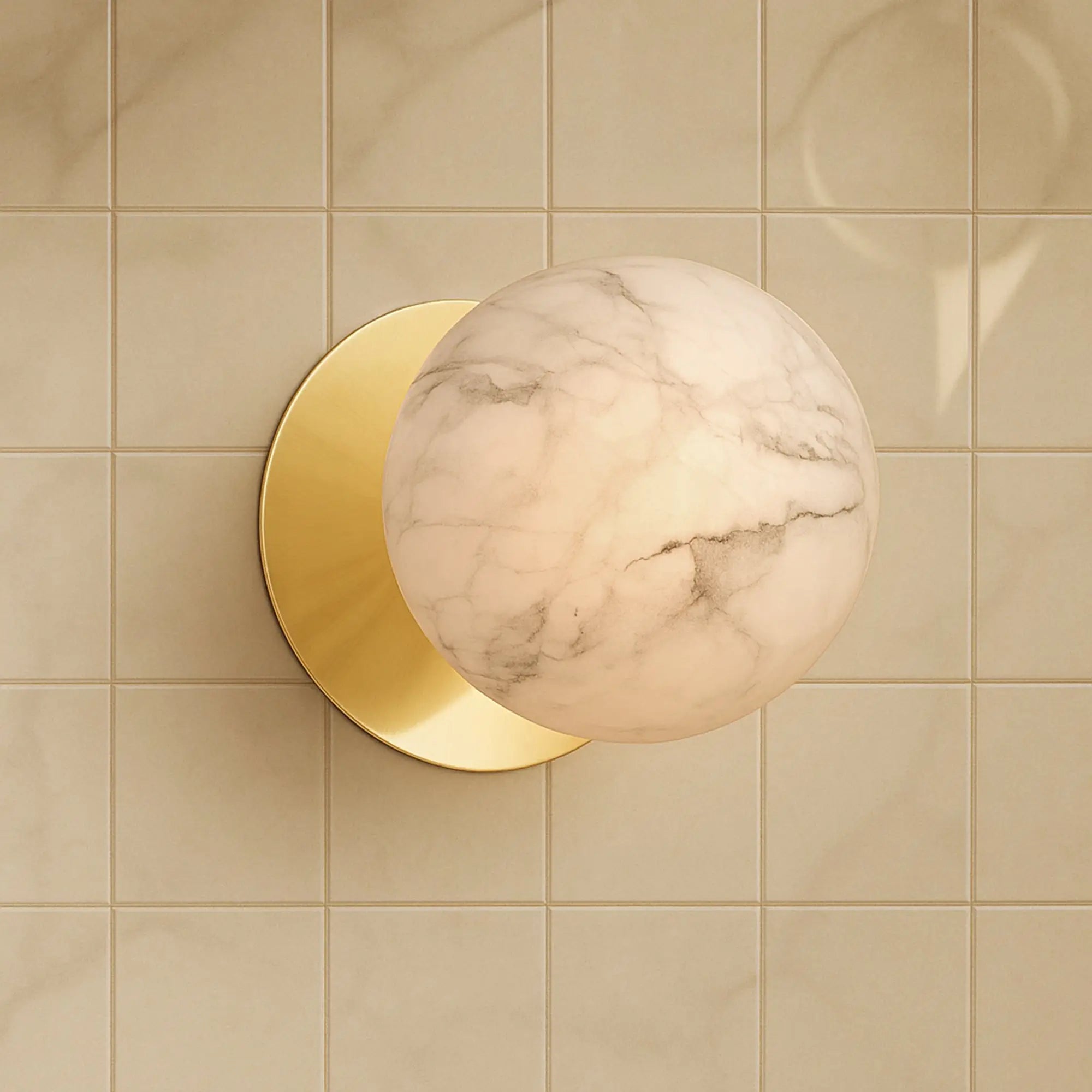 Odessa Marble Opal Glass LED Wall Light with Gold Base - Warm White/Small