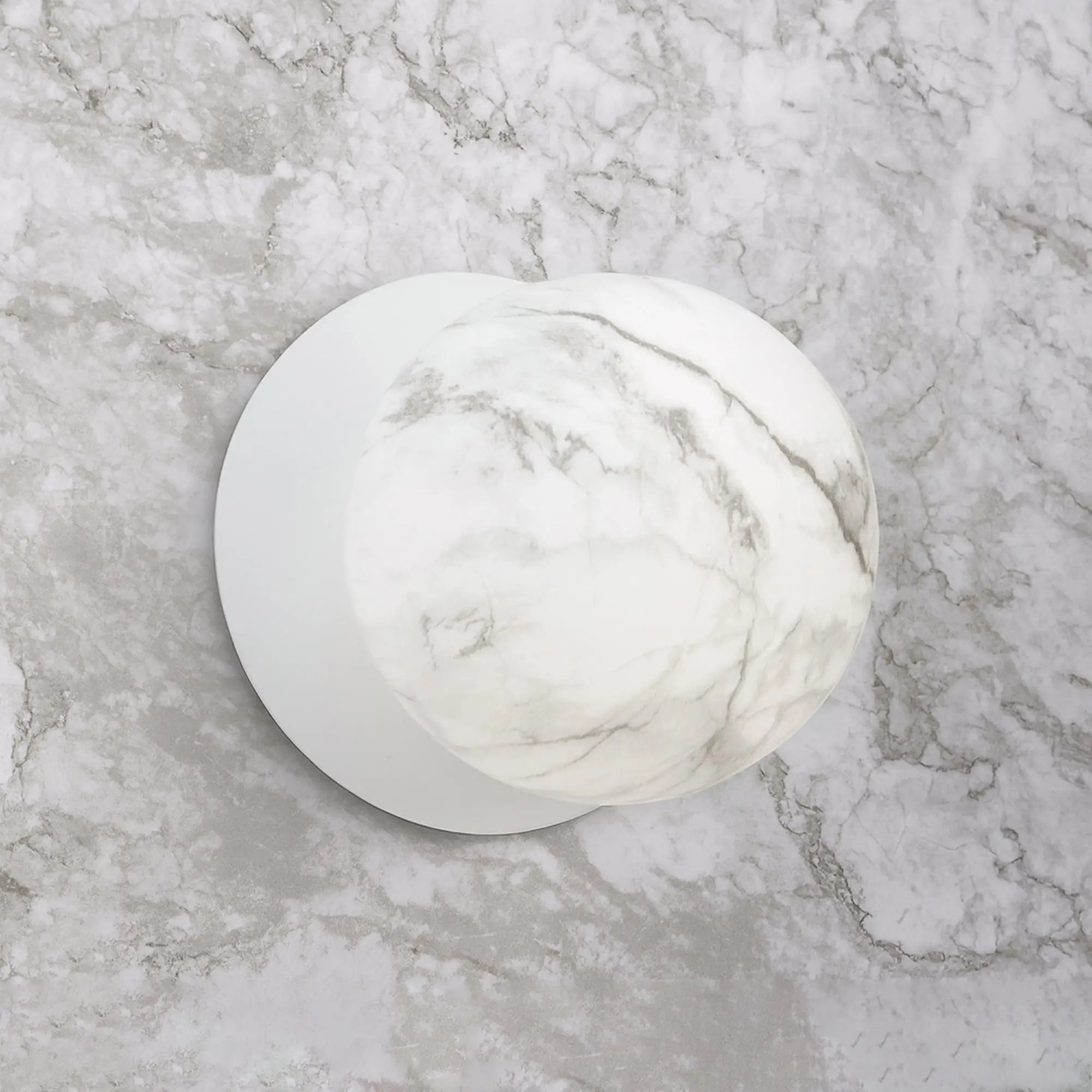 Odessa Marble Opal Glass LED Wall Light with White Base - White/Large