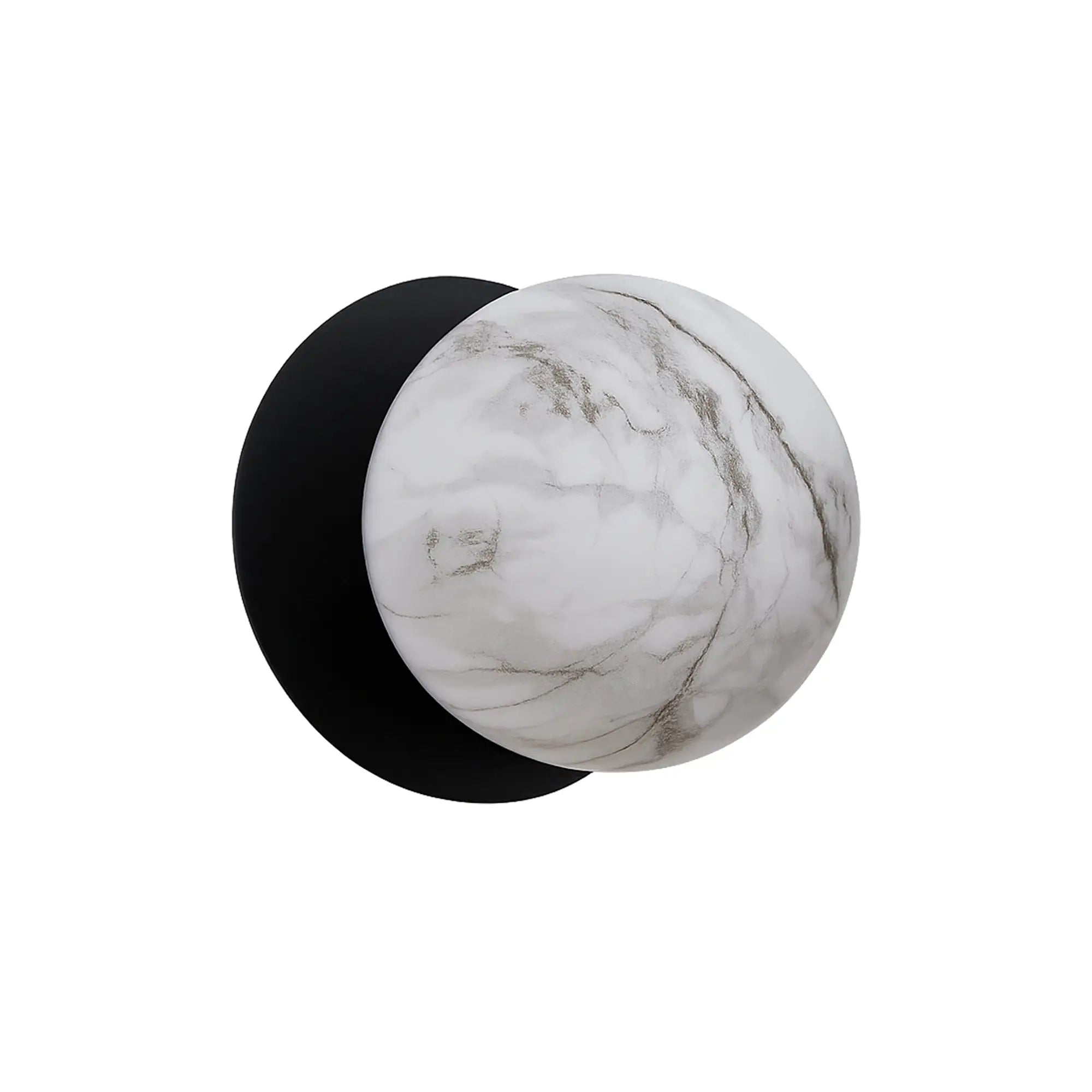 Odessa Marble Opal Glass LED Wall Light with Black Base - Warm White/Small