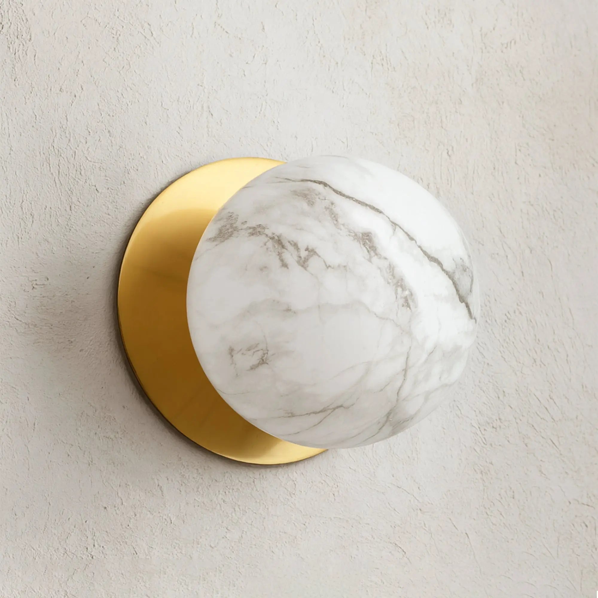 Odessa Marble Opal Glass LED Wall Light with Brass Base - White/Large