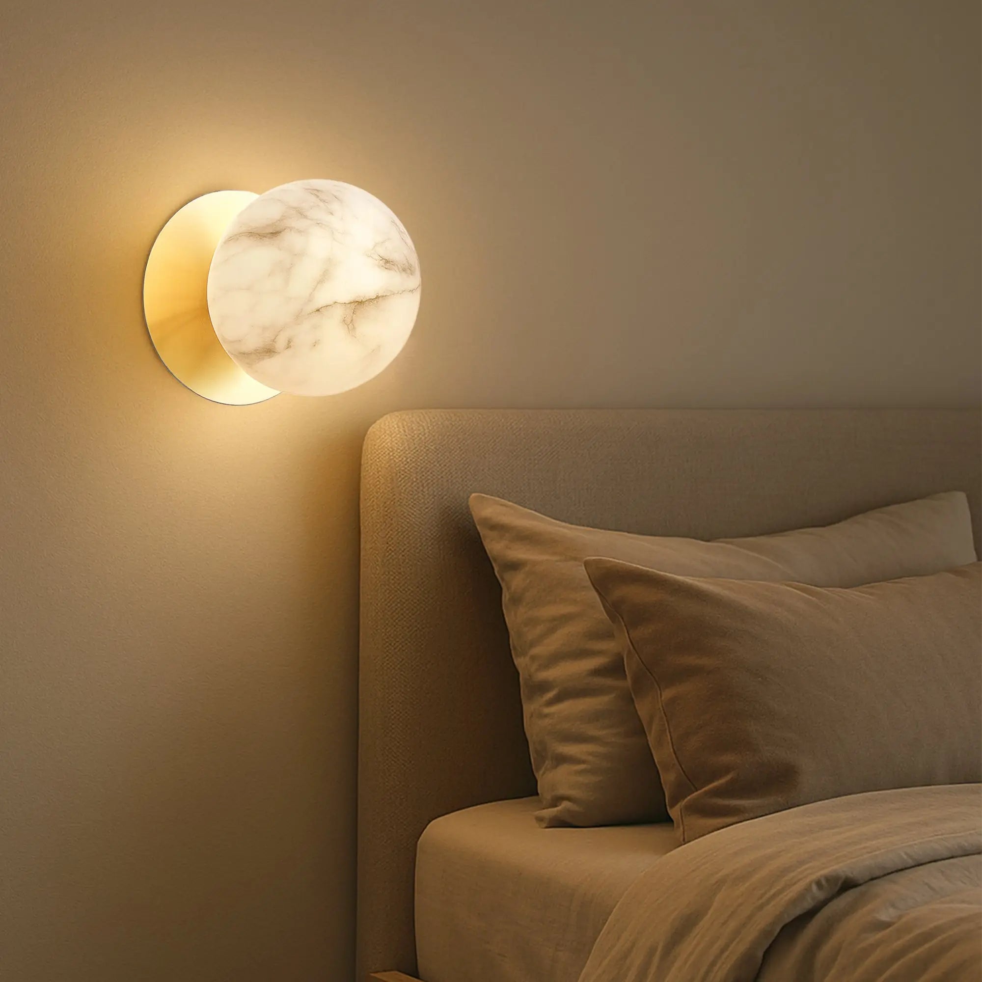 Odessa Marble Opal Glass LED Wall Light with Gold Base - Warm White/Large