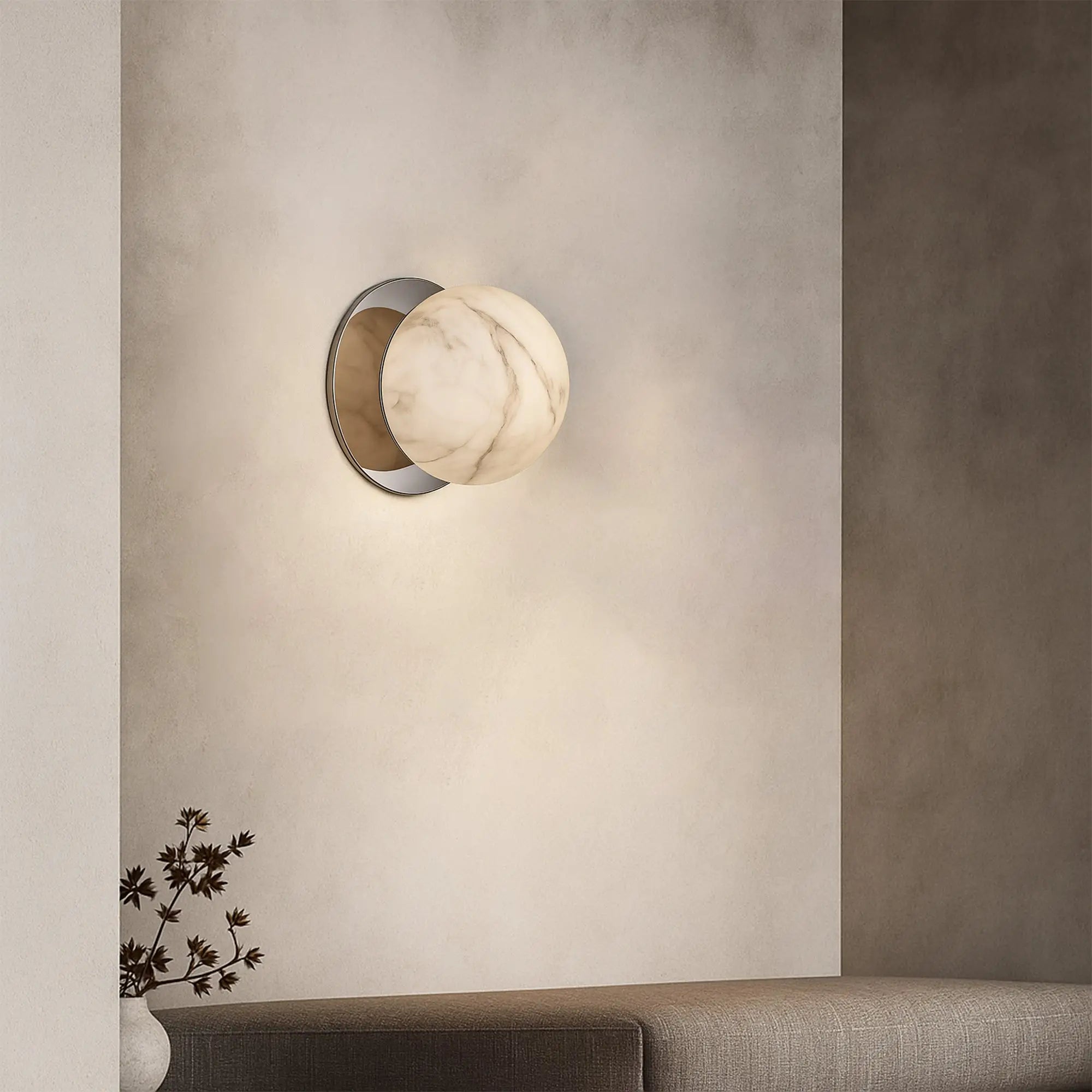 Odessa Marble Opal Glass LED Wall Light with Chrome Base - Warm White/Small