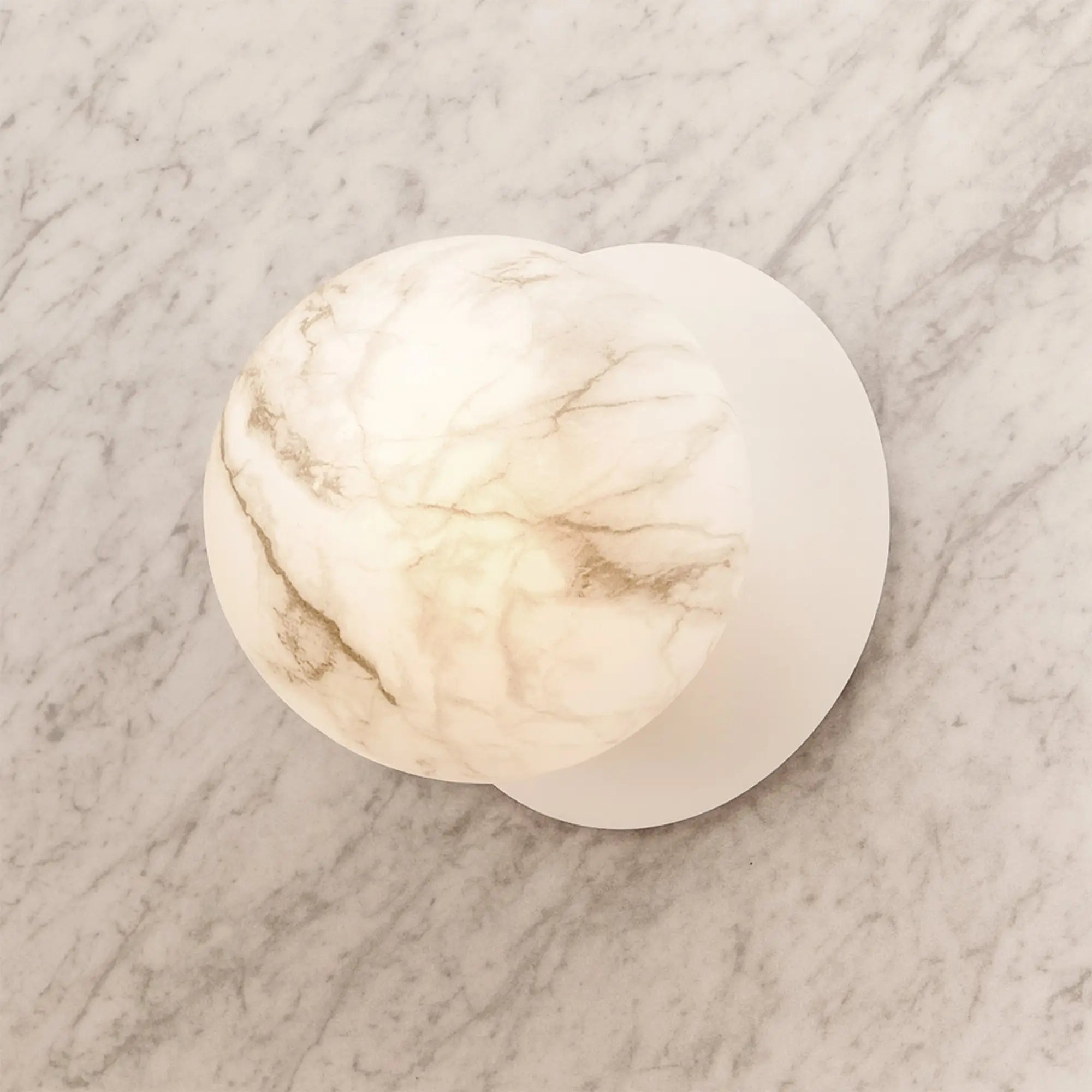 Odessa Marble Opal Glass LED Wall Light with White Base - Warm White/Large
