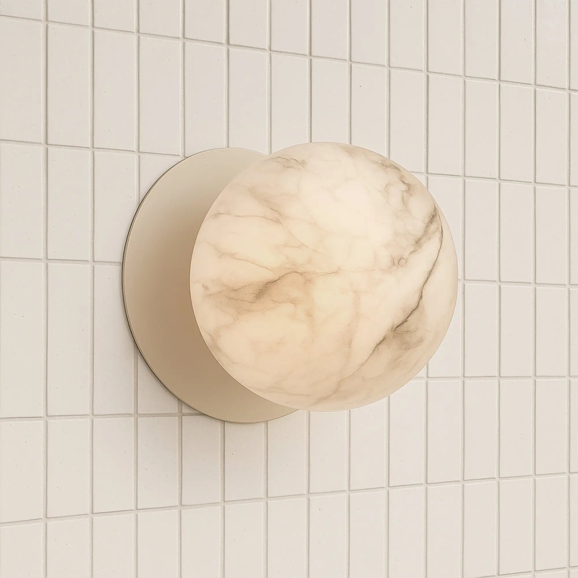 Odessa Marble Opal Glass LED Wall Light with White Base - Warm White/Small