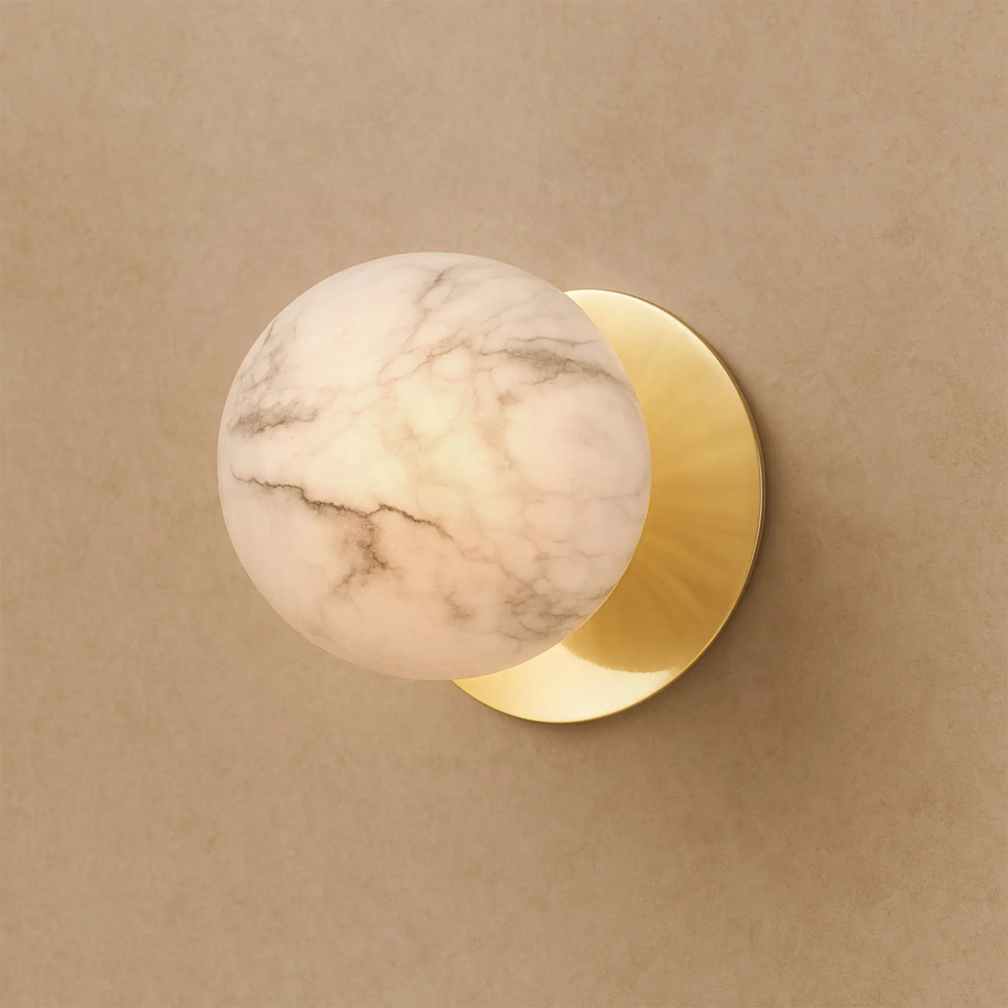 Odessa Marble Opal Glass LED Wall Light with Gold Base - Warm White/Small