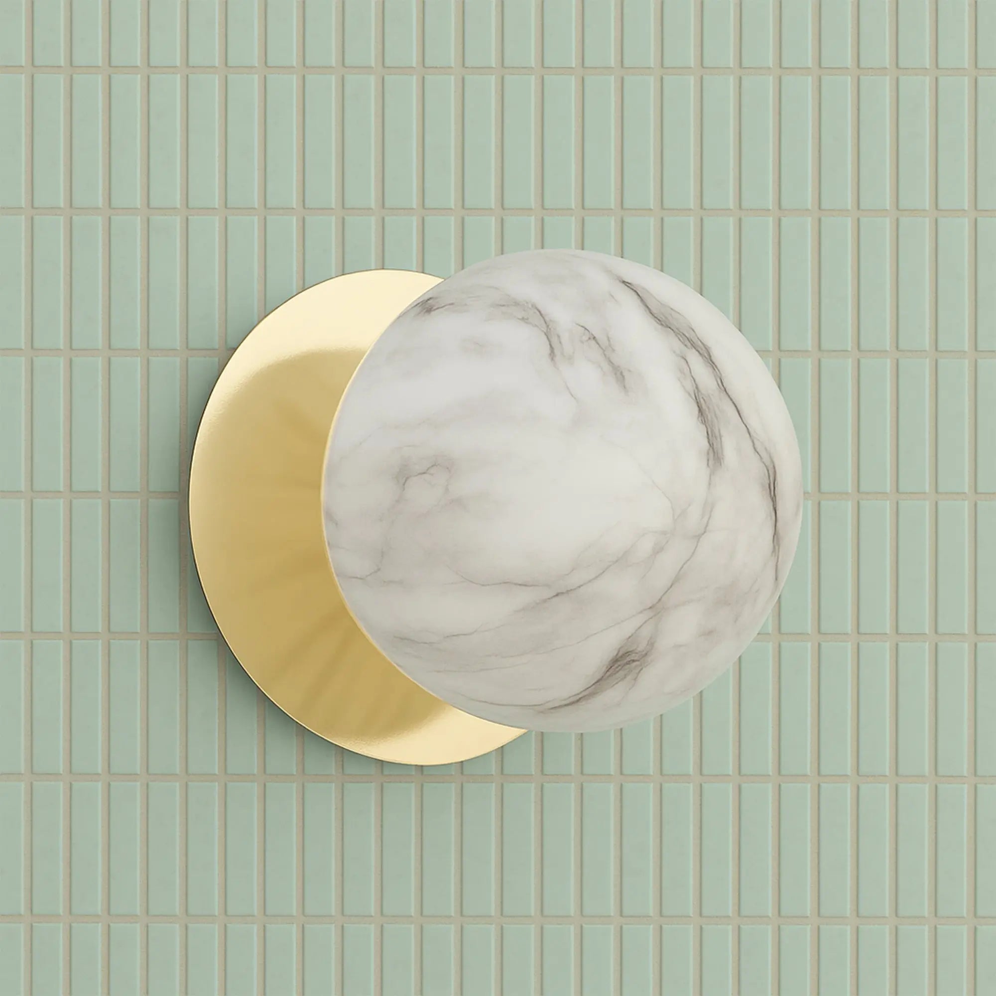 Odessa Marble Opal Glass LED Wall Light with Gold Base - White/Large