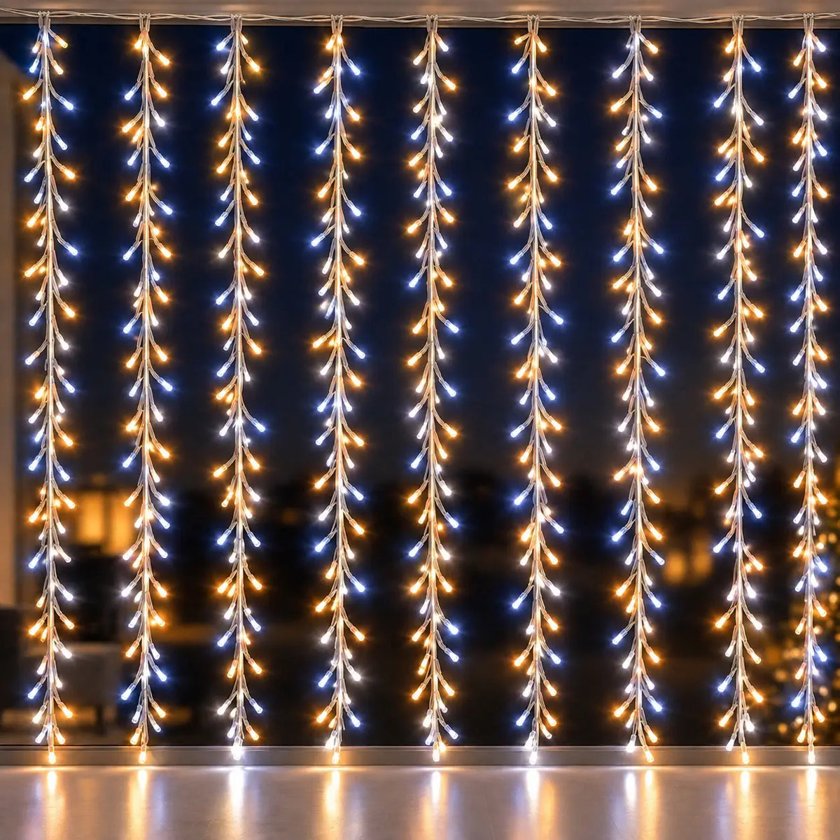 Lexi Lighting 1336 LED waterfall cluster curtain light – Warm White + White