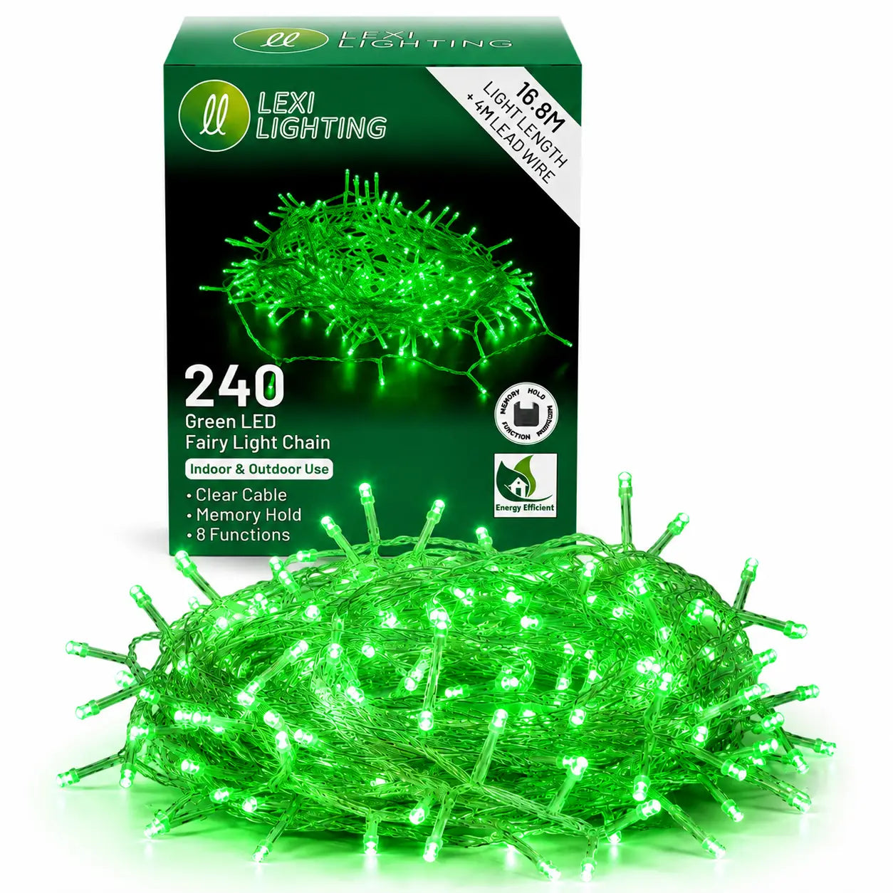 Lexi Lighting 21M 240 LED Green Colour Connectable Fairy Lights