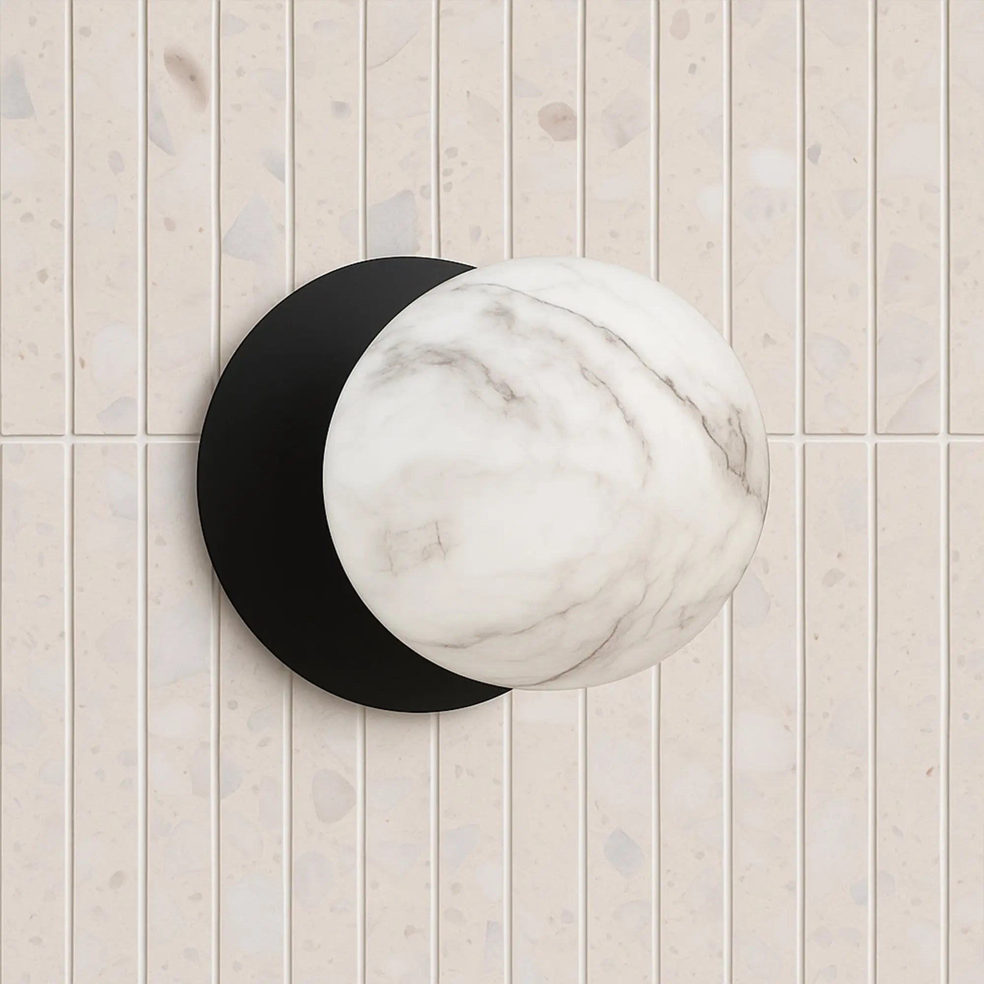 Odessa Marble Opal Glass LED Wall Light with Black Base - White/Small