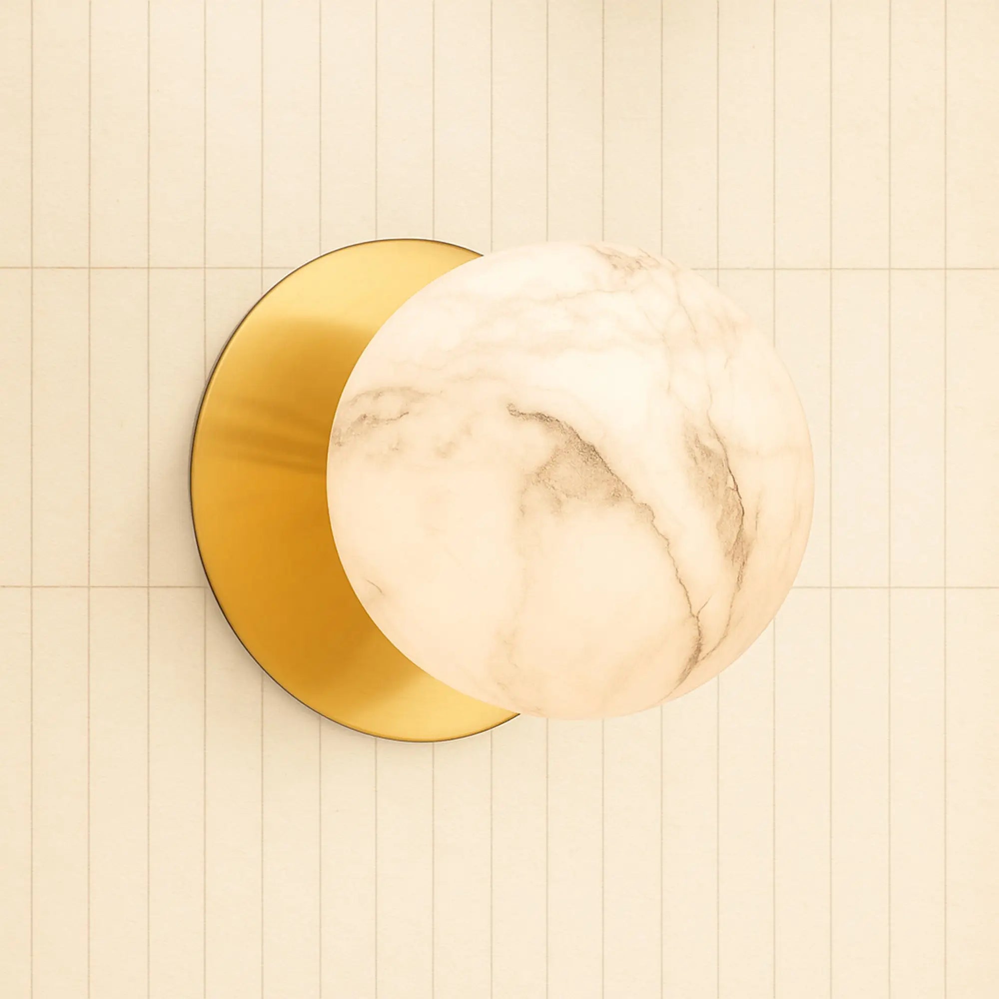 Odessa Marble Opal Glass LED Wall Light with Brass Base - Warm White/Large