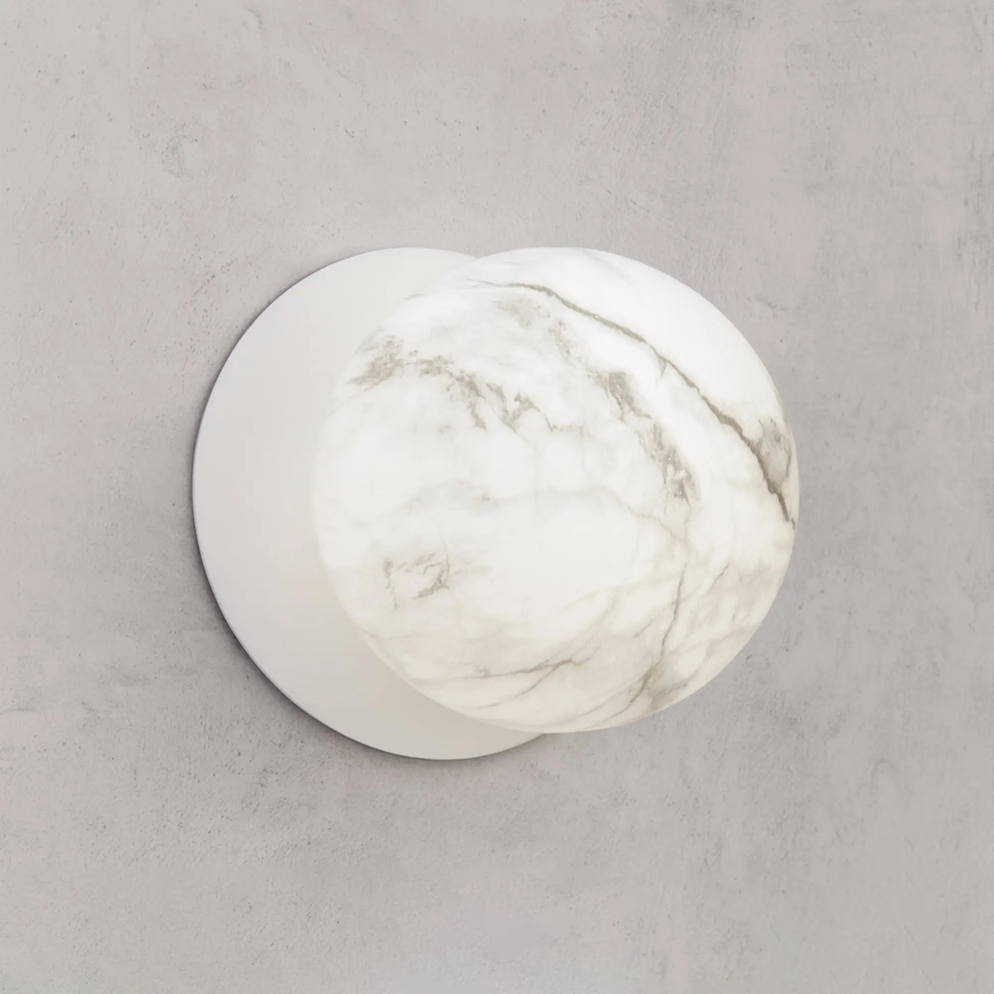 Odessa Marble Opal Glass LED Wall Light with White Base - White/Large