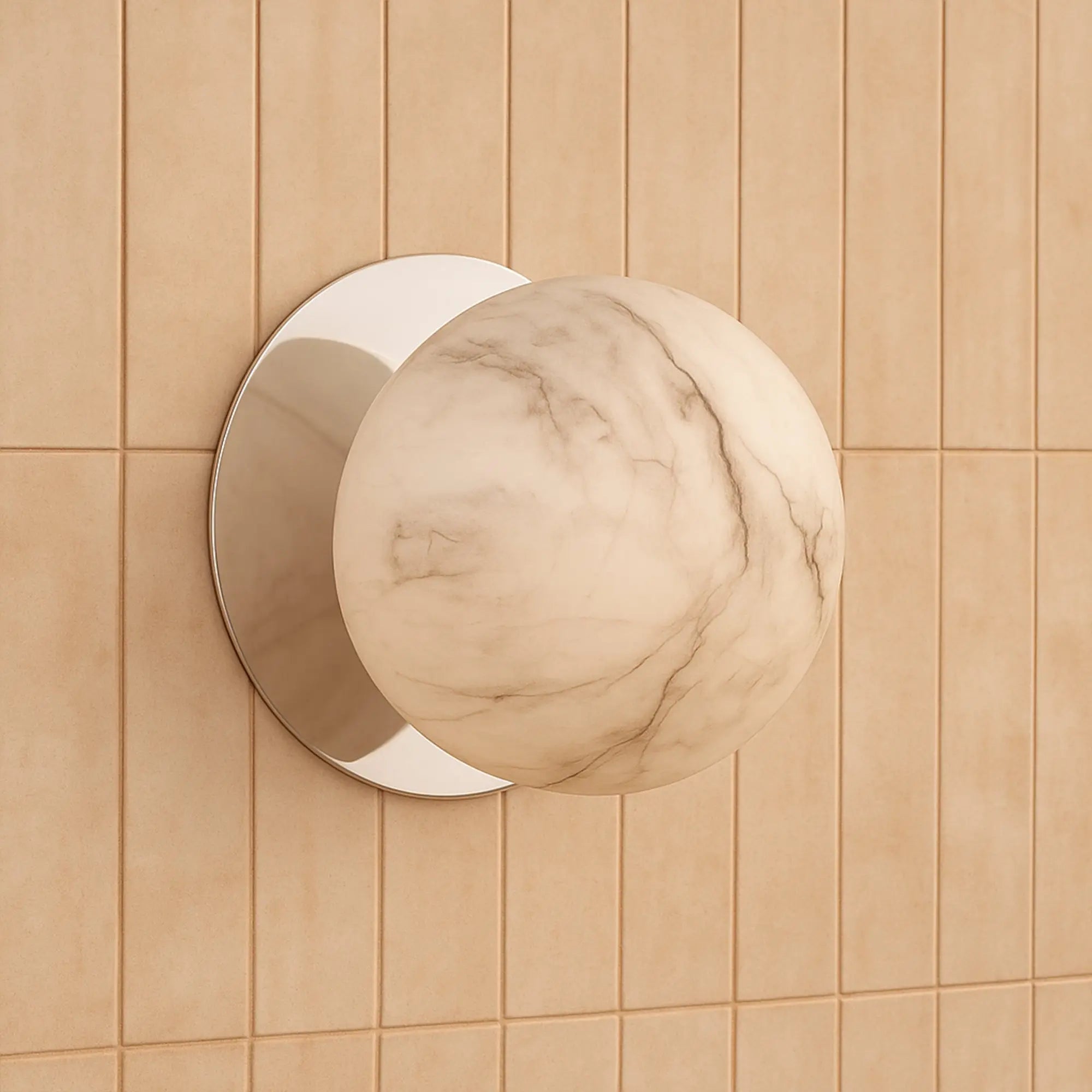 Odessa Marble Opal Glass LED Wall Light with Chrome Base - Warm White/Large