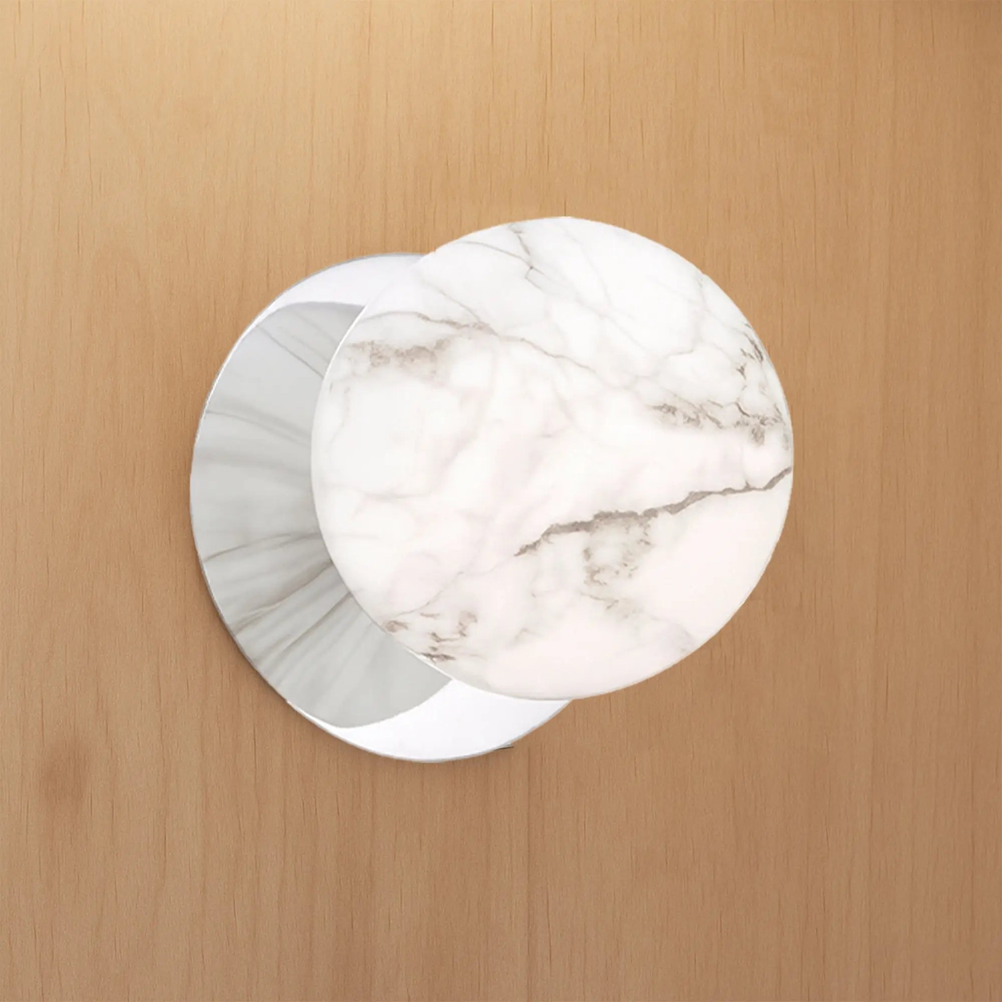 Odessa Marble Opal Glass LED Wall Light with Chrome Base - White/Large