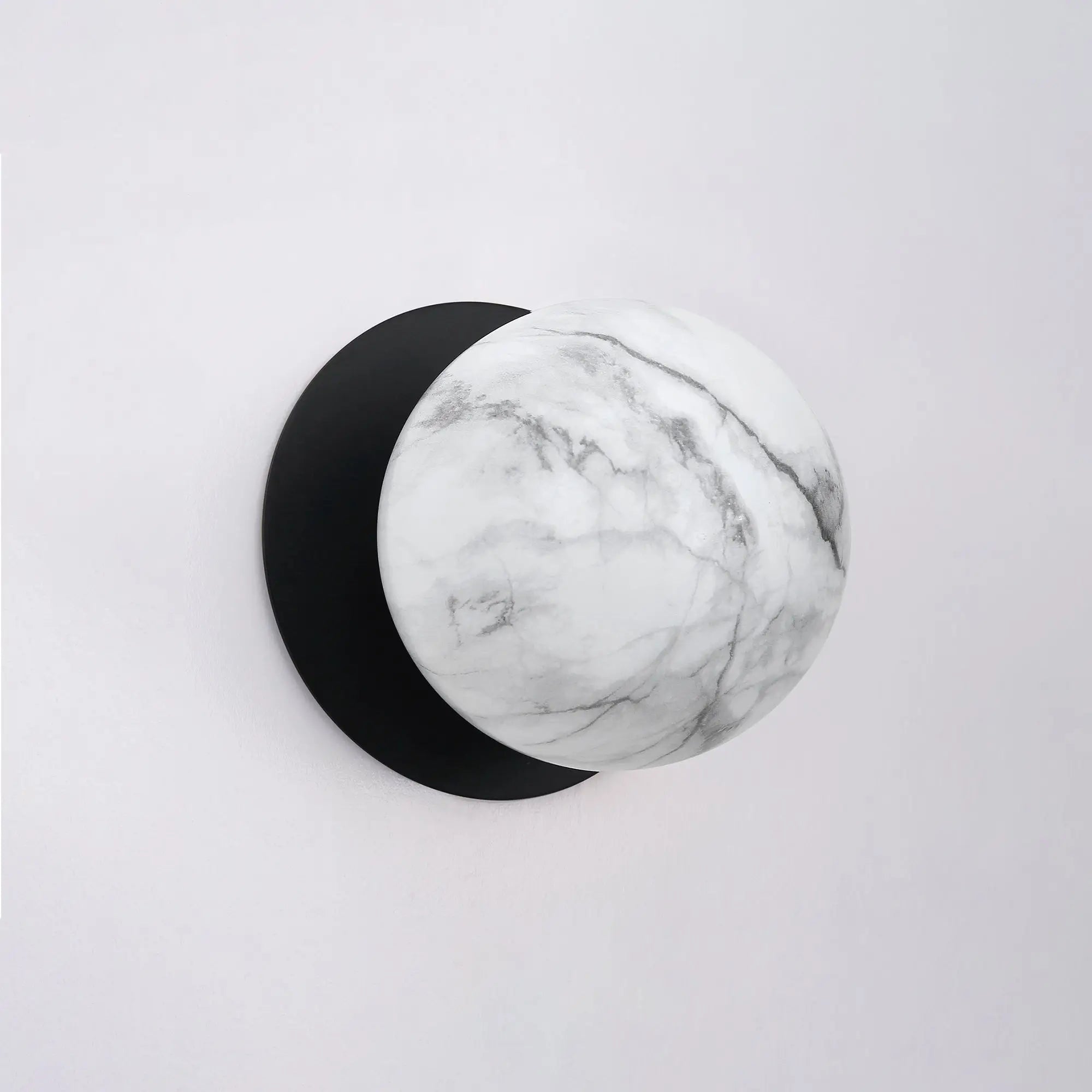 Odessa Marble Opal Glass LED Wall Light with Black Base - White/Small