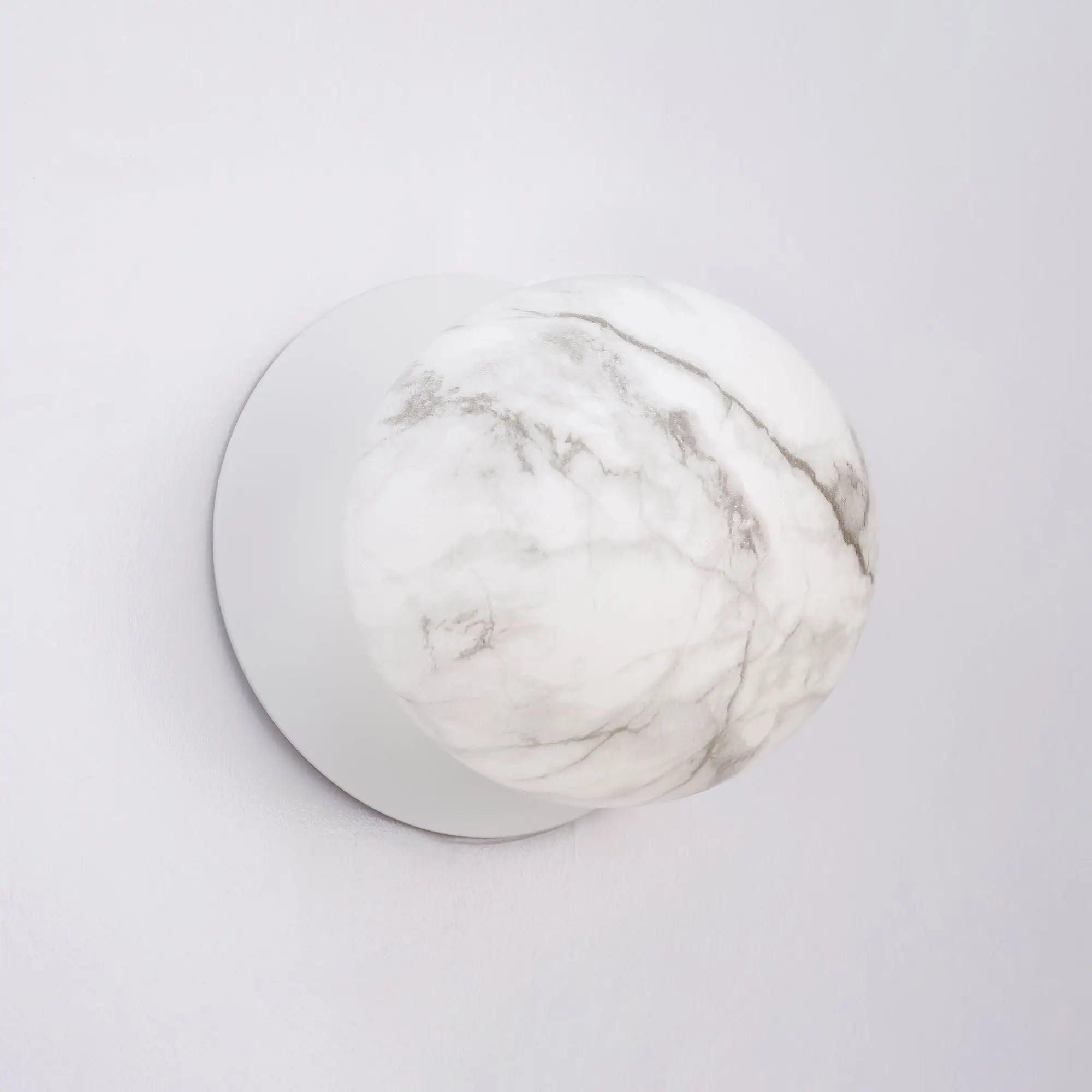 Odessa Marble Opal Glass LED Wall Light with White Base - White/Large