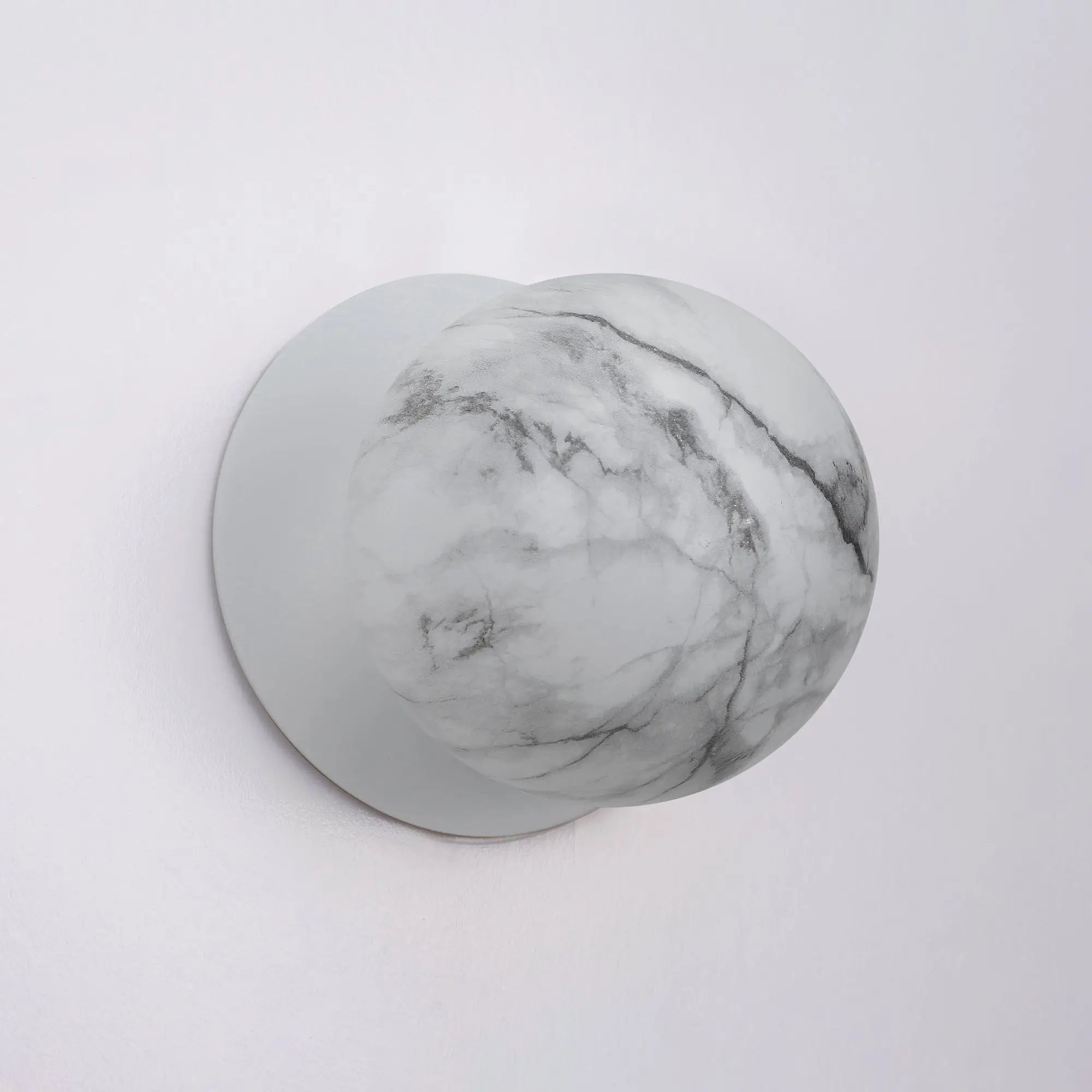 Odessa Marble Opal Glass LED Wall Light with White Base - White/Large